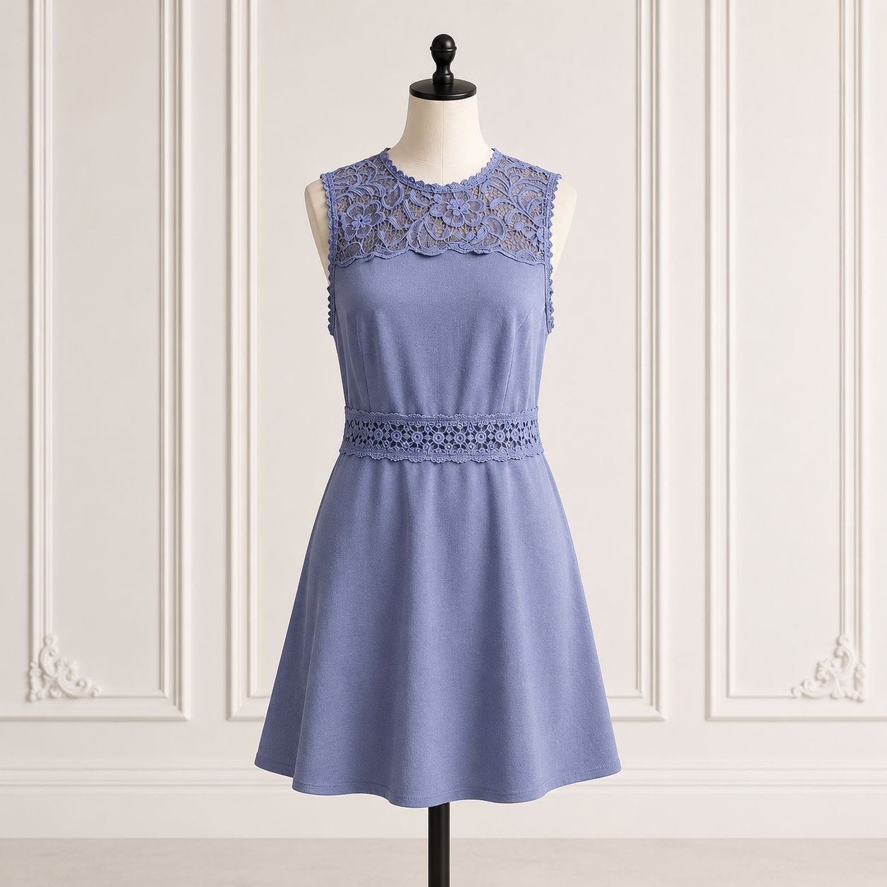 Speechless Blue Lace Dress Embellished Pockets Fit Flare XL