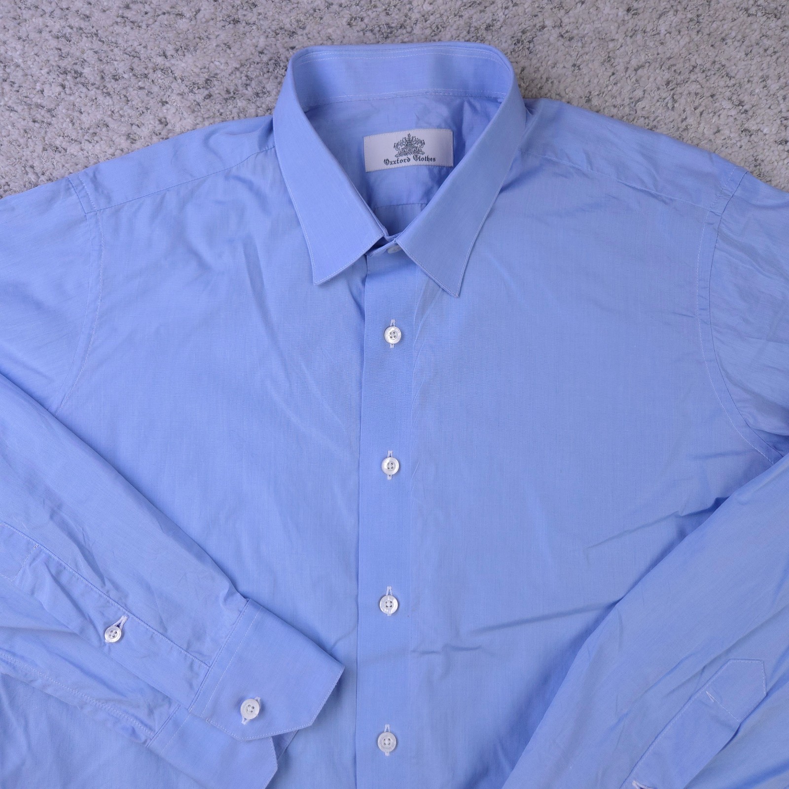 Oxxford Clothes Shirt Mens Size 17 Long Sleeve Dress Button Barrel Cuff Blue