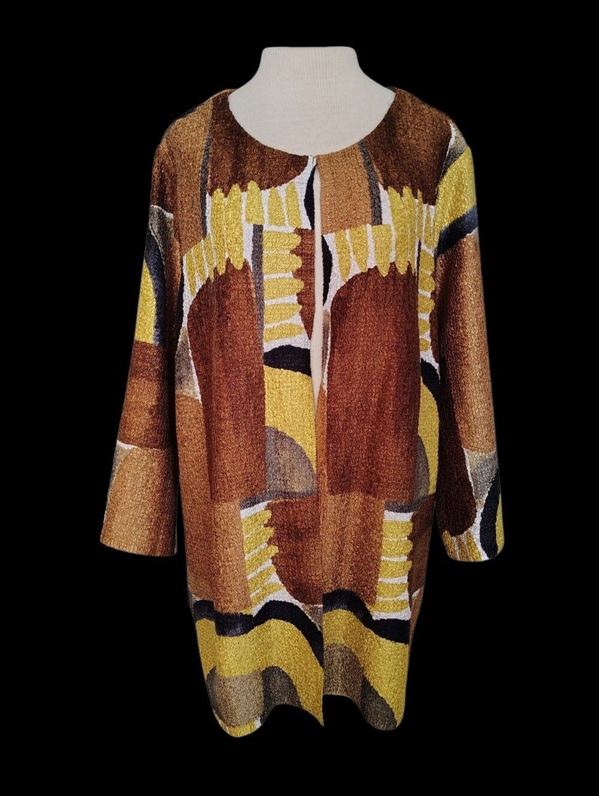 NWT Chico’s Crushed Abstract Printed 3/4 Sleeves Jacket Neutral Size 3  (XL)