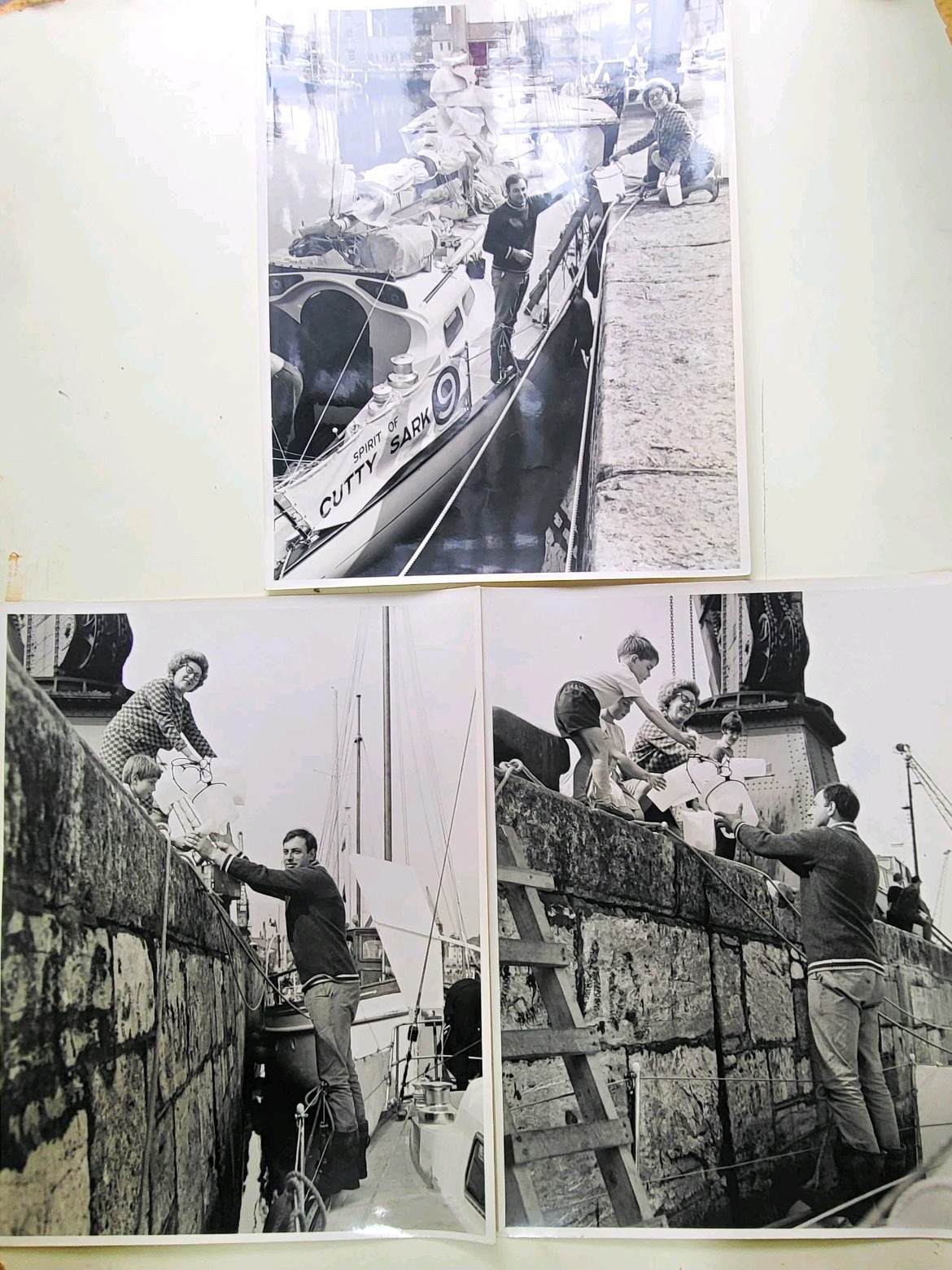 Vintage 1968 OSTAR Press Photos: Yacht Spirit of Cutty Sark (Set of 3)