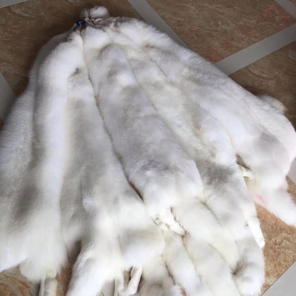1x Genuine White Fox Skin Fur Pelts Soft Dense Real Leather Hides 49-51 Inch
