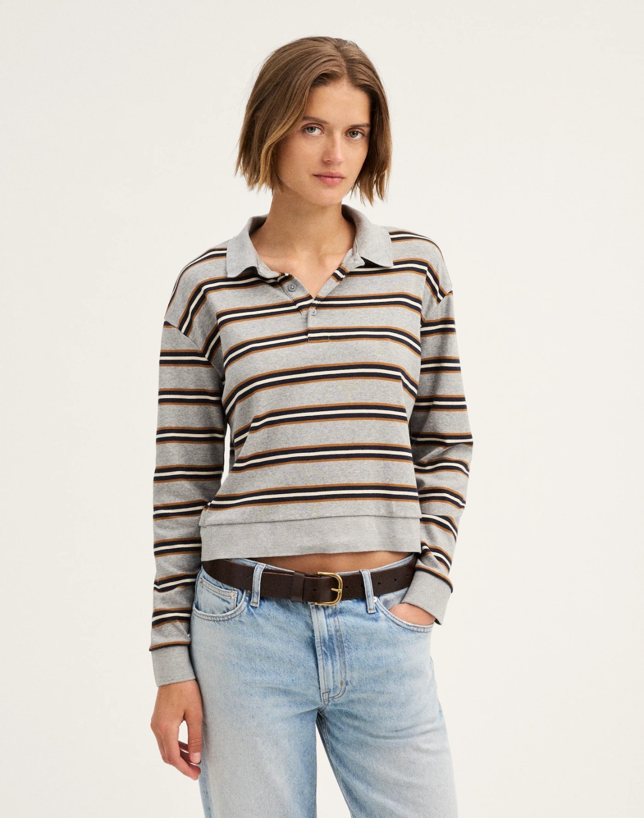 The Long-Sleeve Polo in Compact Cotton The Long-Sleeve Polo in Compact Cotton