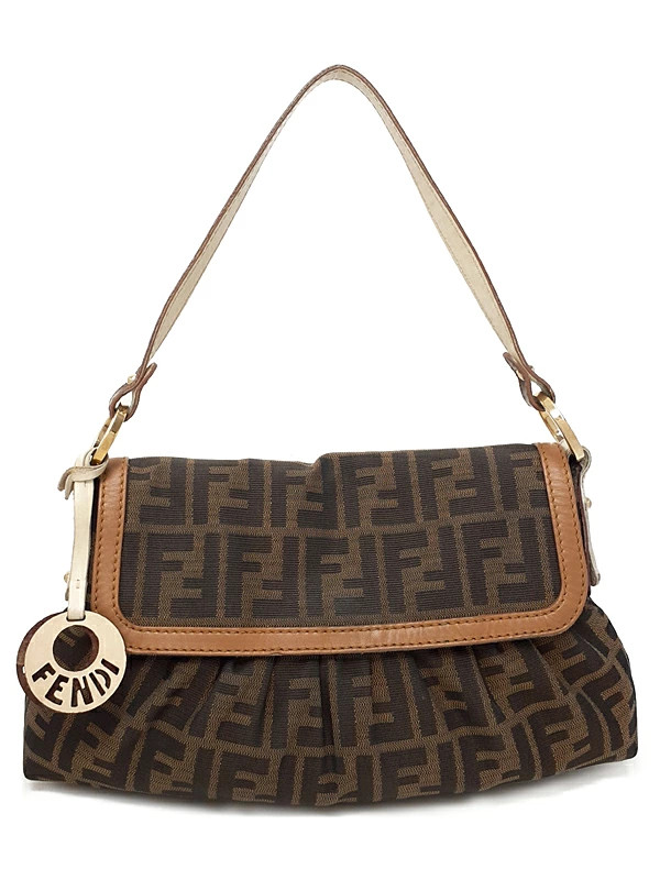 Fendi Zucchetto Semi Shoulder Bag 8BR445 Jacquard Women\'s #TB3689