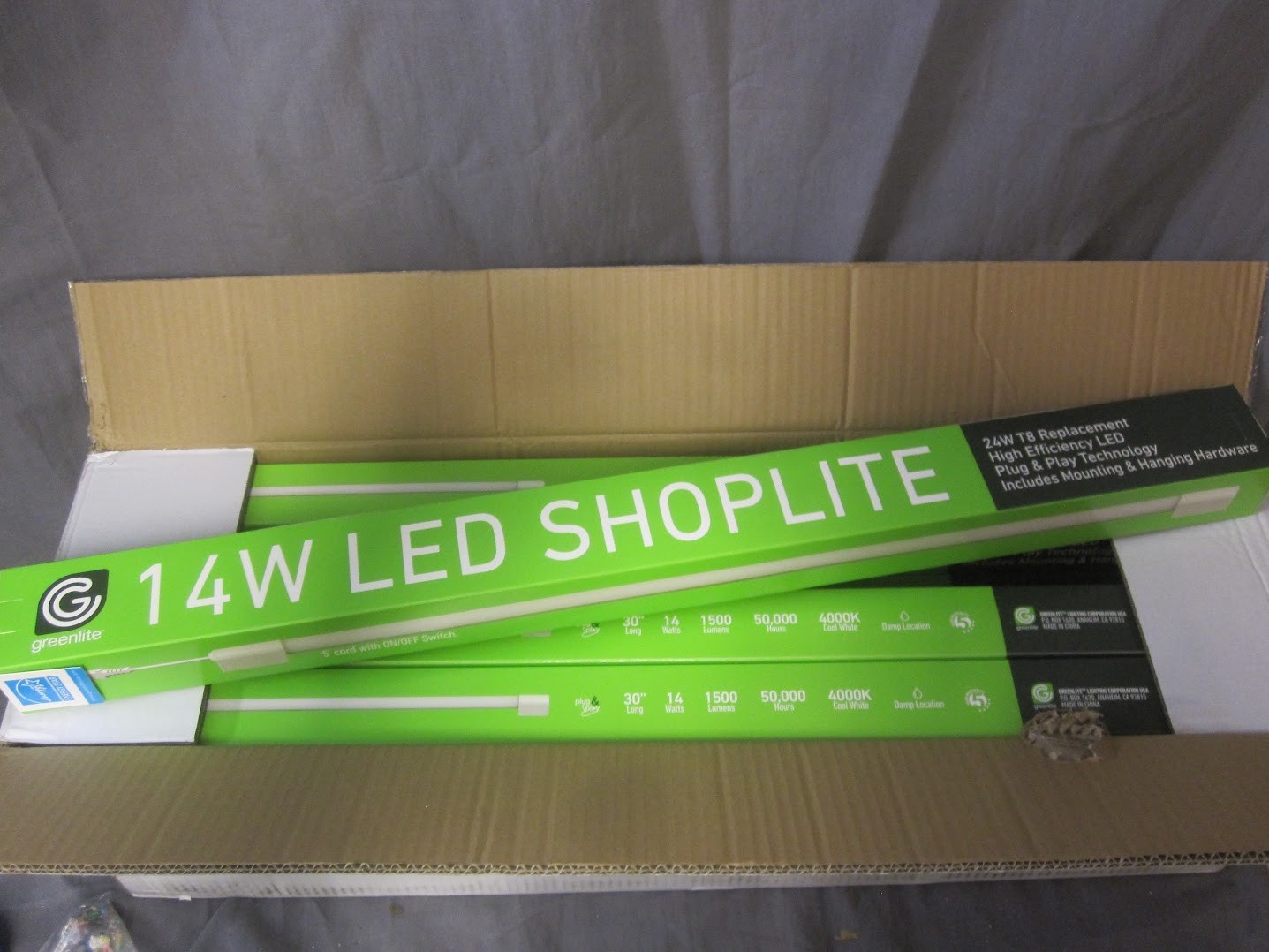 CASE LOT 24pc Greenlite Shoplite Shop Lights 14w LED 30” 1500 Lumen 4000K NEW