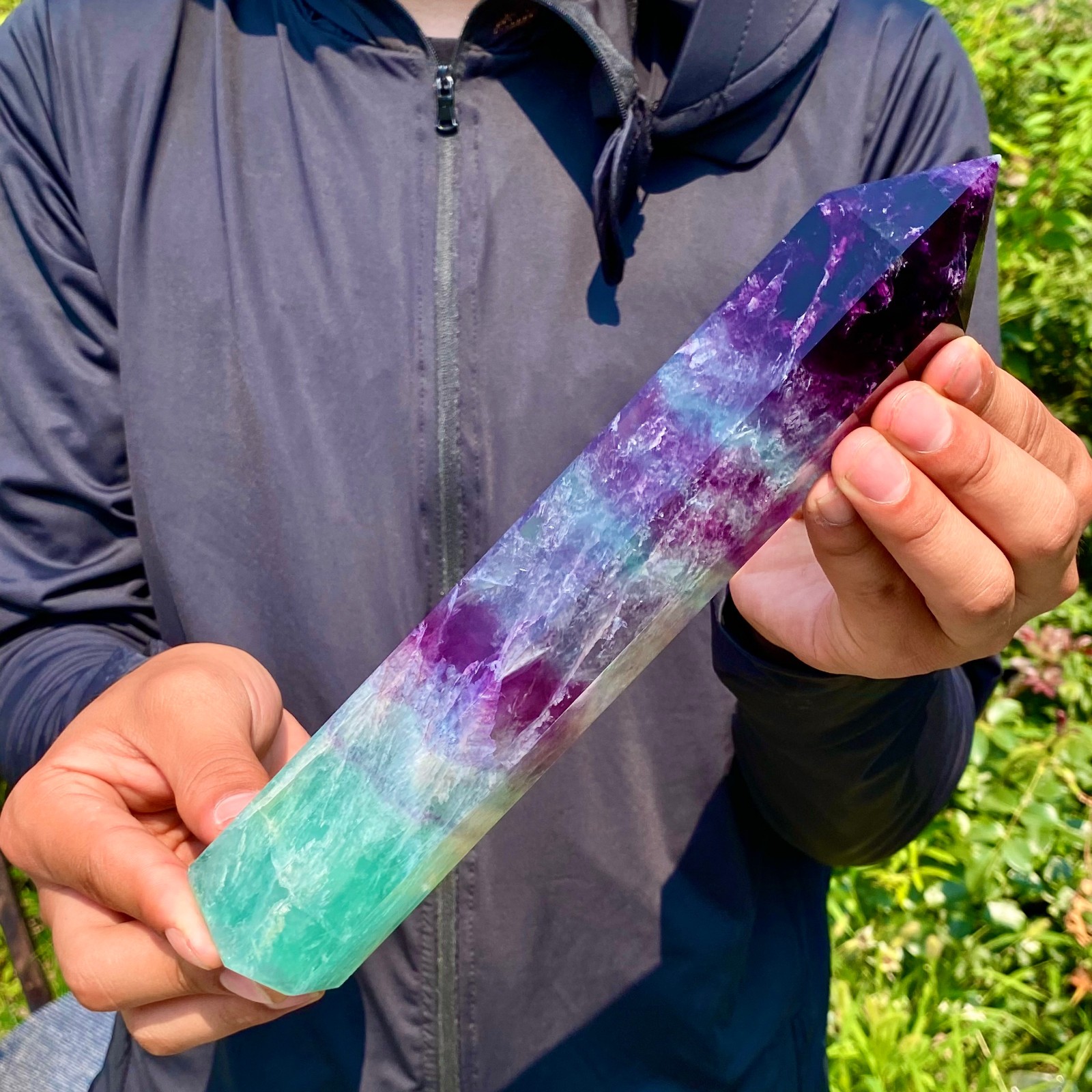 1.9LB Natural unique colored fluorite pillar quartz crystal sample