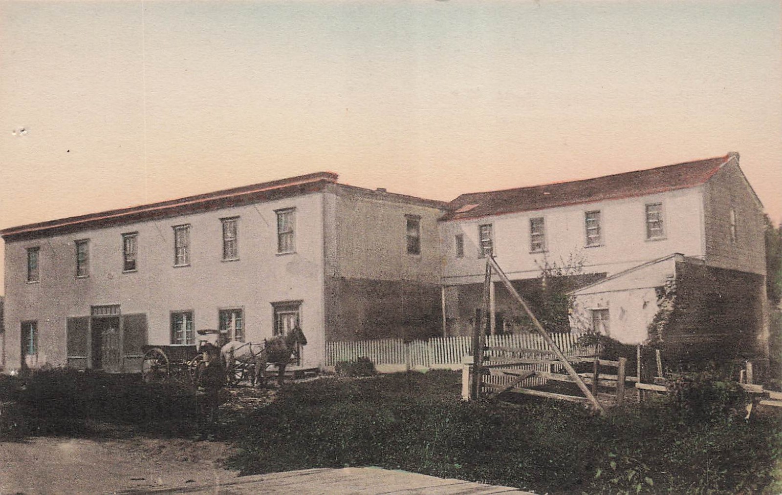 Monterey CA California Historic French Hotel Hand Colored Vtg Postcard 30A