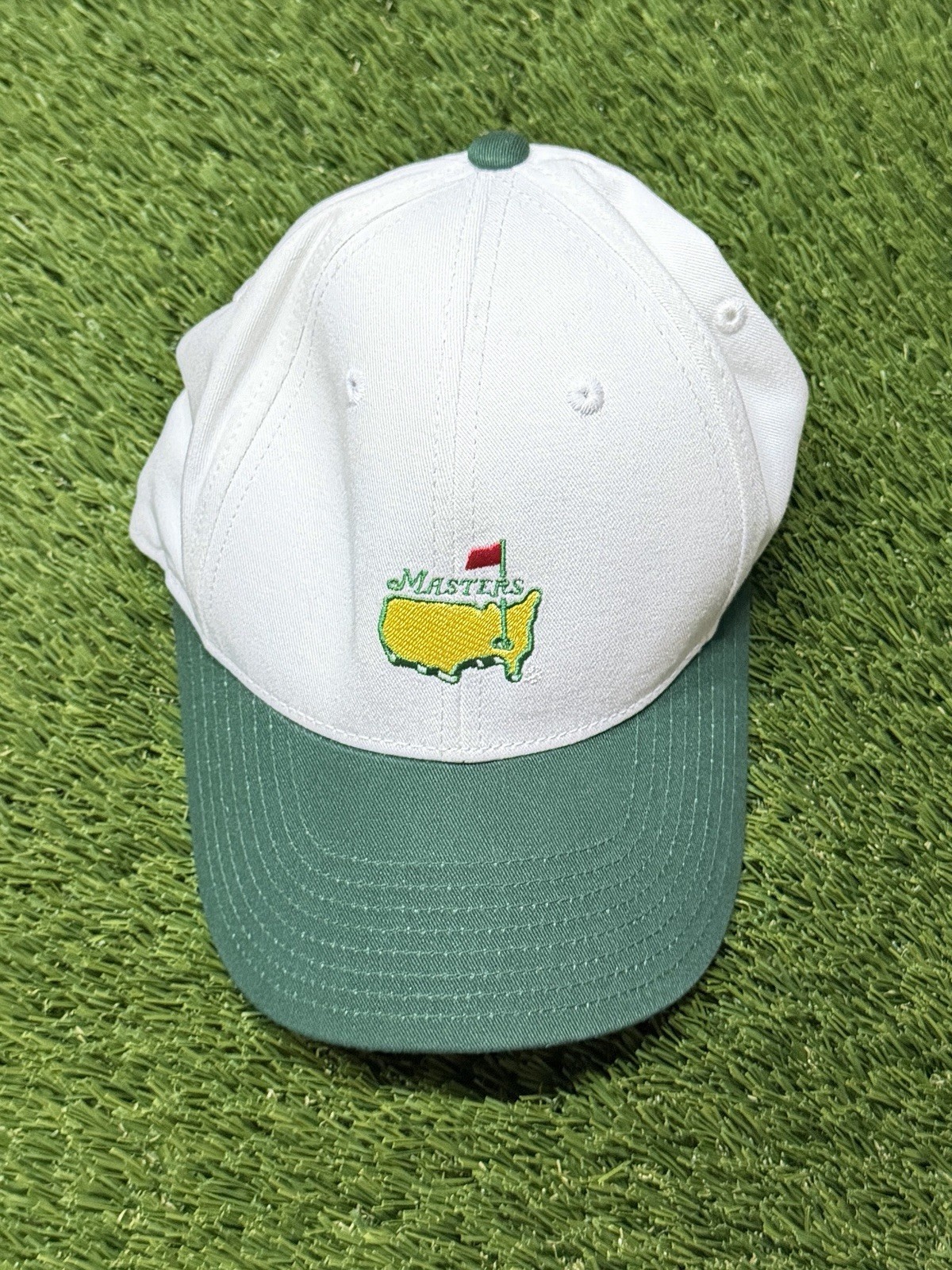 RARE American Needle Masters Green White Leather Strapback Golf Hat NWOT