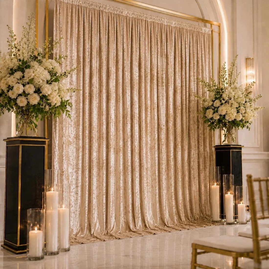 10 feet x 12 feet Premium Crushed Velvet Party Backdrop Curtain with Rod Pocket
