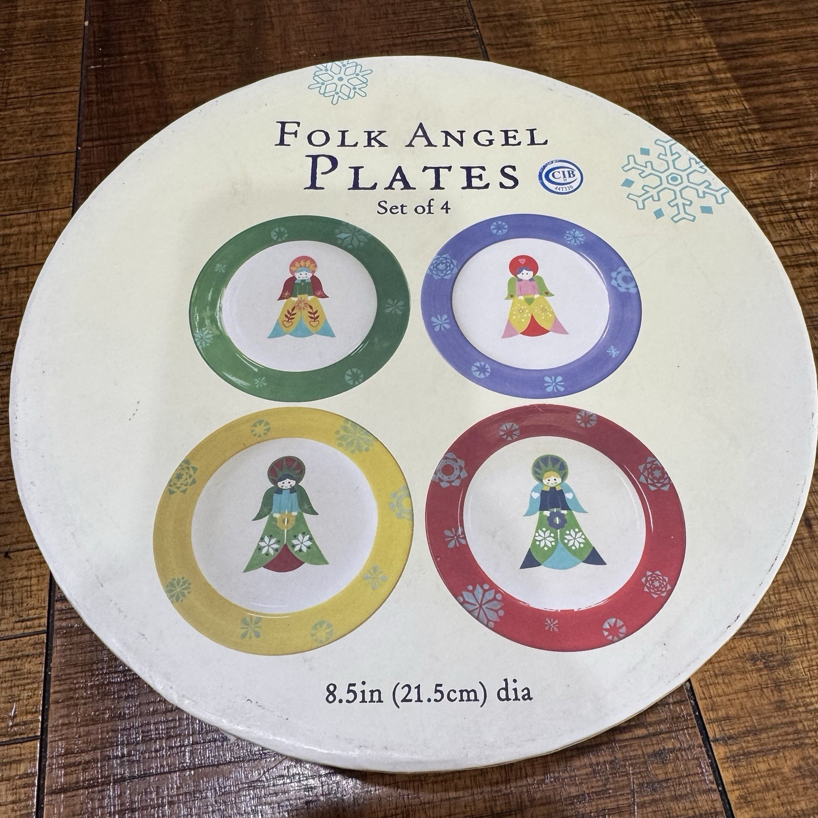 Vintage Christmas World Market Folk Angel Plates 8.5” Set Of 4 EUC 2-Sets AVAIL