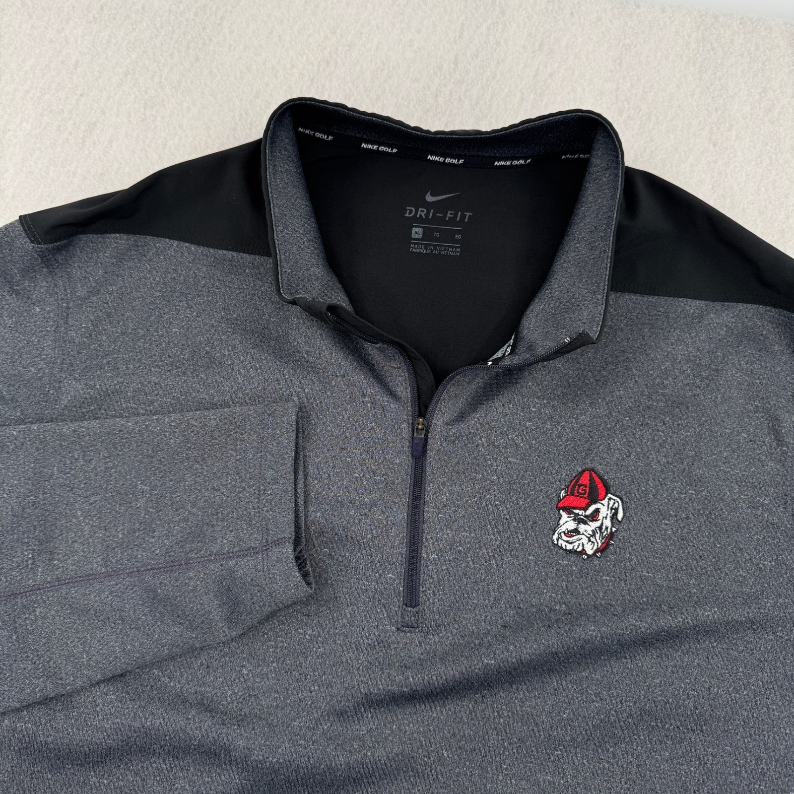 Nike Georgia Bulldogs Dri-FIT 1/4 Zip Golf Pullover Gray/Black Mens XL Football