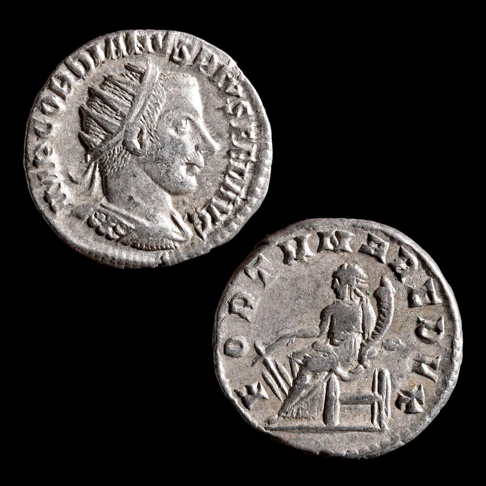 Gordian III AR Antoninianus 243-244 AD Rome Fortuna Ancient Roman Silver Coin Gordian III AR Antoninianus 243-244 AD Rome Fortuna Ancient Roman Silver Coin