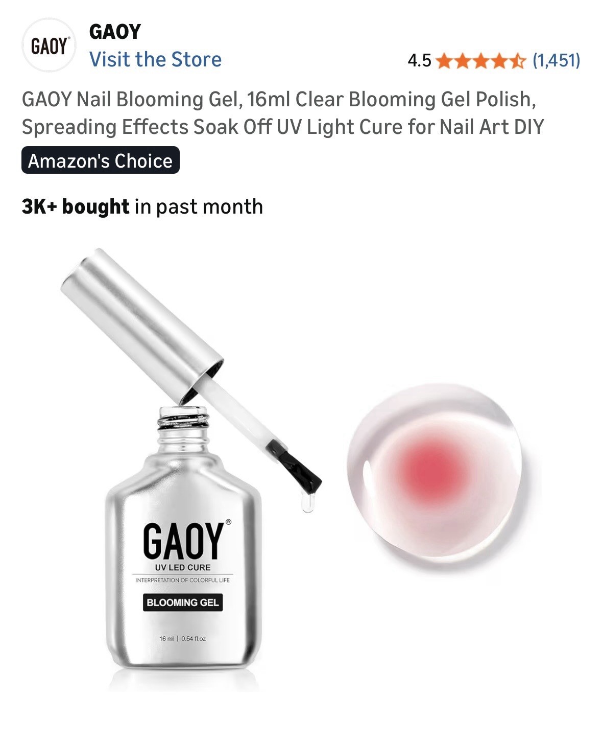 GAOY 2 Pcs Blooming Gel, 16ml Clear Gel Nail UV LED Cure GAOY 2 Pcs Blooming Gel, 16ml Clear Gel Nail UV LED Cure