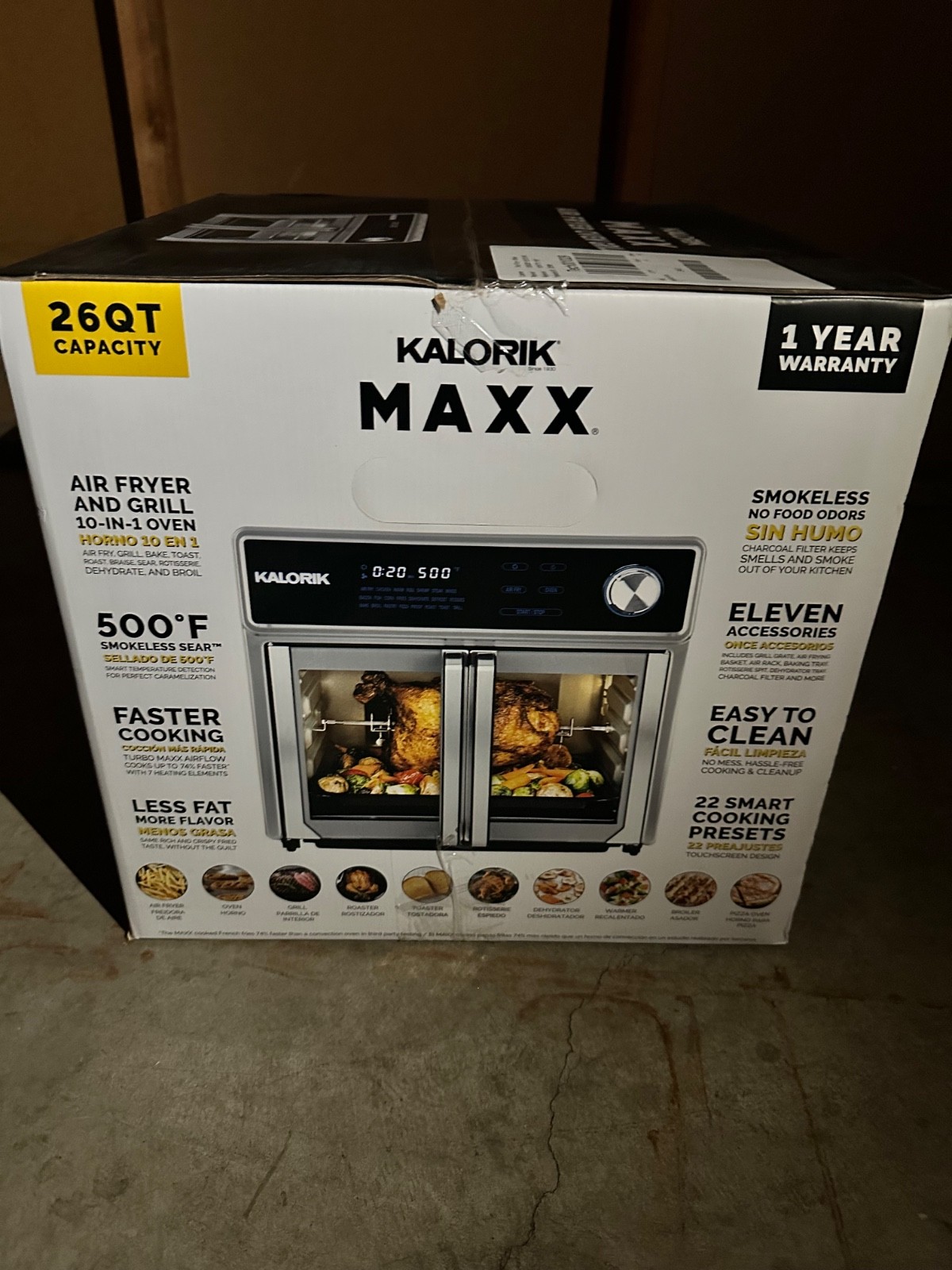 Kalorik MAXX AFO 47631 SS Air Fryer Oven Grill (26 Qt) 1700W - Black & Stainless