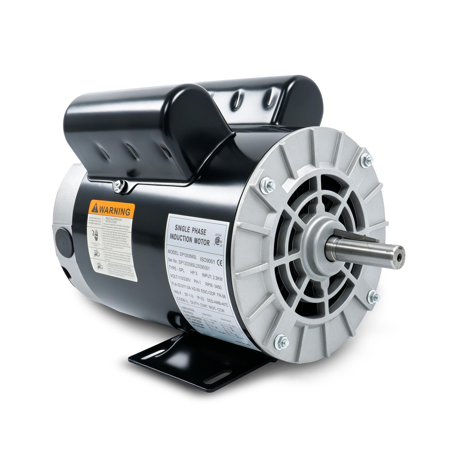 3HP SPL Electric Motor Air Compressor 3450RPM 56Frame 1Phase 115/230v 5/8