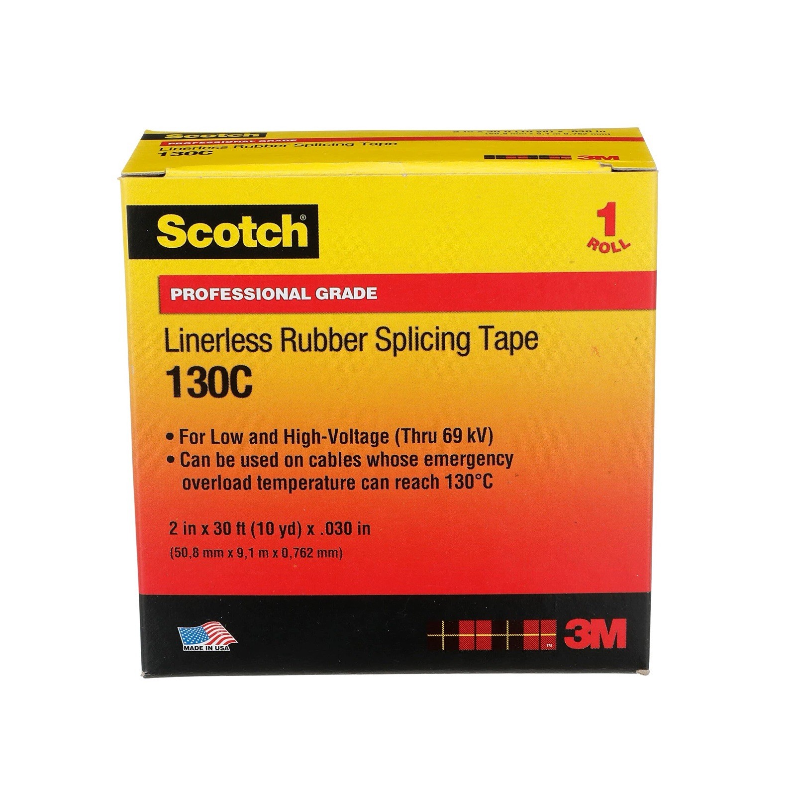 3M 41754 Scotch Linerless Rubber Splicing Tape 130C, 2 3M 41754 Scotch Linerless Rubber Splicing Tape 130C, 2