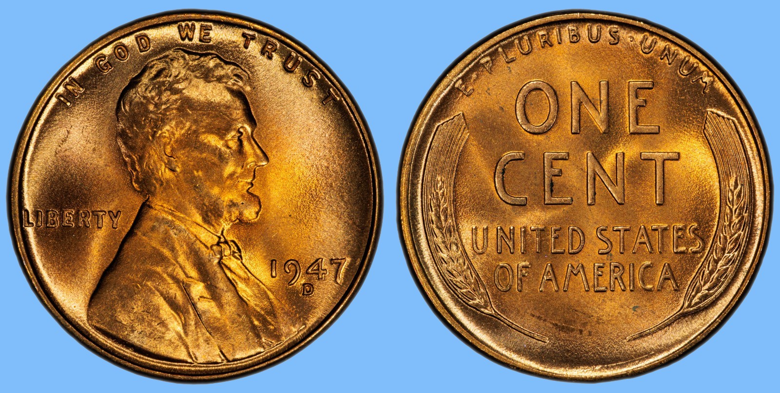 1947 D Lincoln Wheat Cent Penny ~ BU UNCIRCULATED ~ 1c Coin Collectible