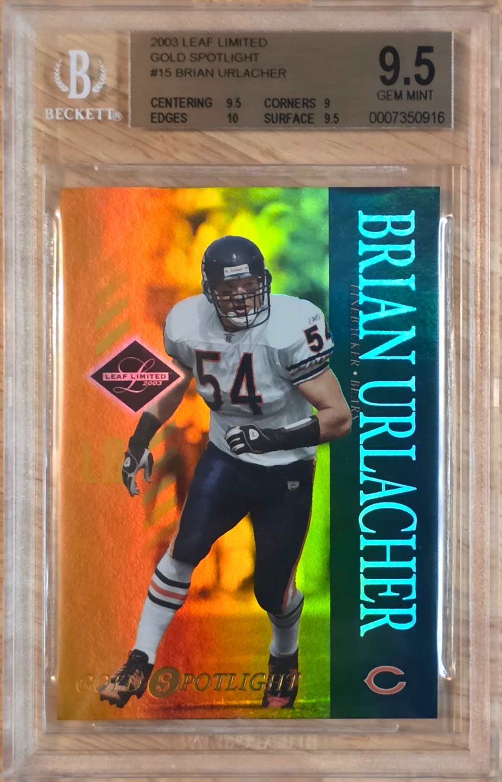 2003 Leaf Limited Gold /25 #15 Brian Urlacher BGS 9.5 2003 Leaf Limited Gold /25 #15 Brian Urlacher BGS 9.5