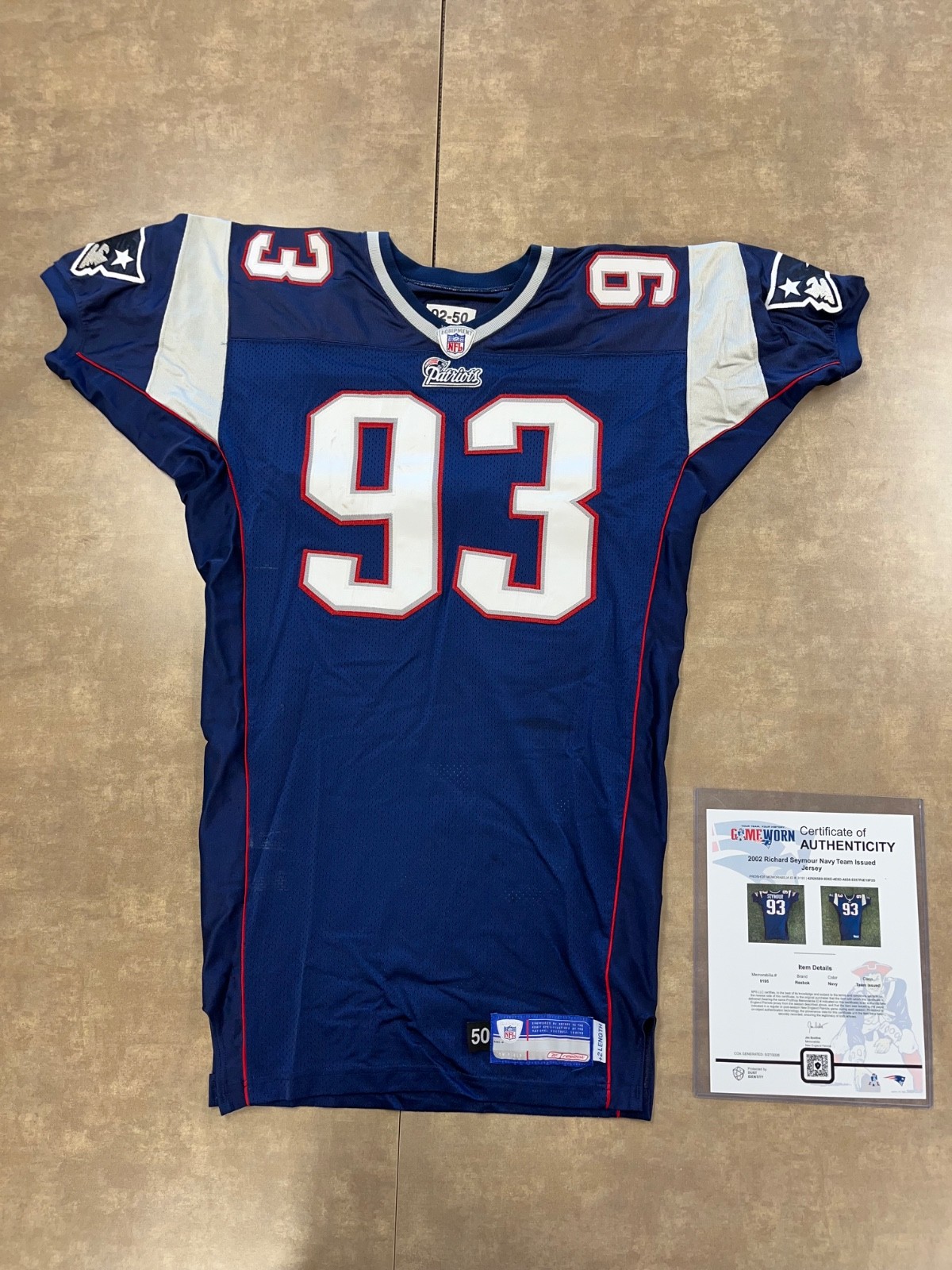 Richard Seymour New England Patriots Team Issued Jersey Player Issued Game Worn