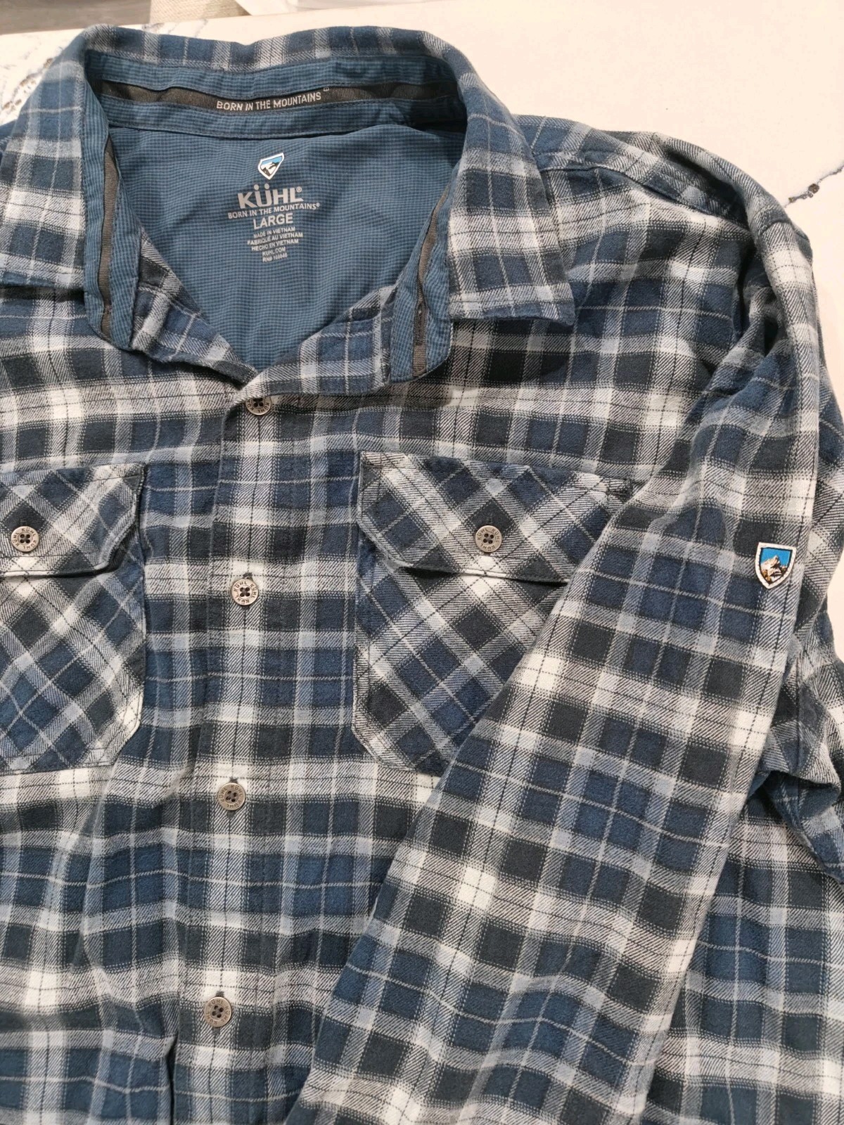 Kuhl Dillingr Flannel Shirt Mens Large Blue Plaid Cotton Tencel Button Up Kuhl Dillingr Flannel Shirt Mens Large Blue Plaid Cotton Tencel Button Up