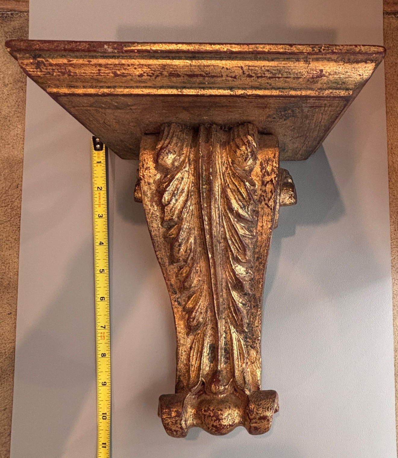 Vtg Florentine Florentia Gold Gilt Scroll Italian Wall Sconce Shelf