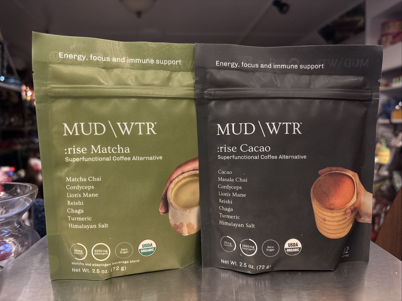 2x MUD/WTR 12 Serving :rise Cacao/Matcha 2.5oz Each