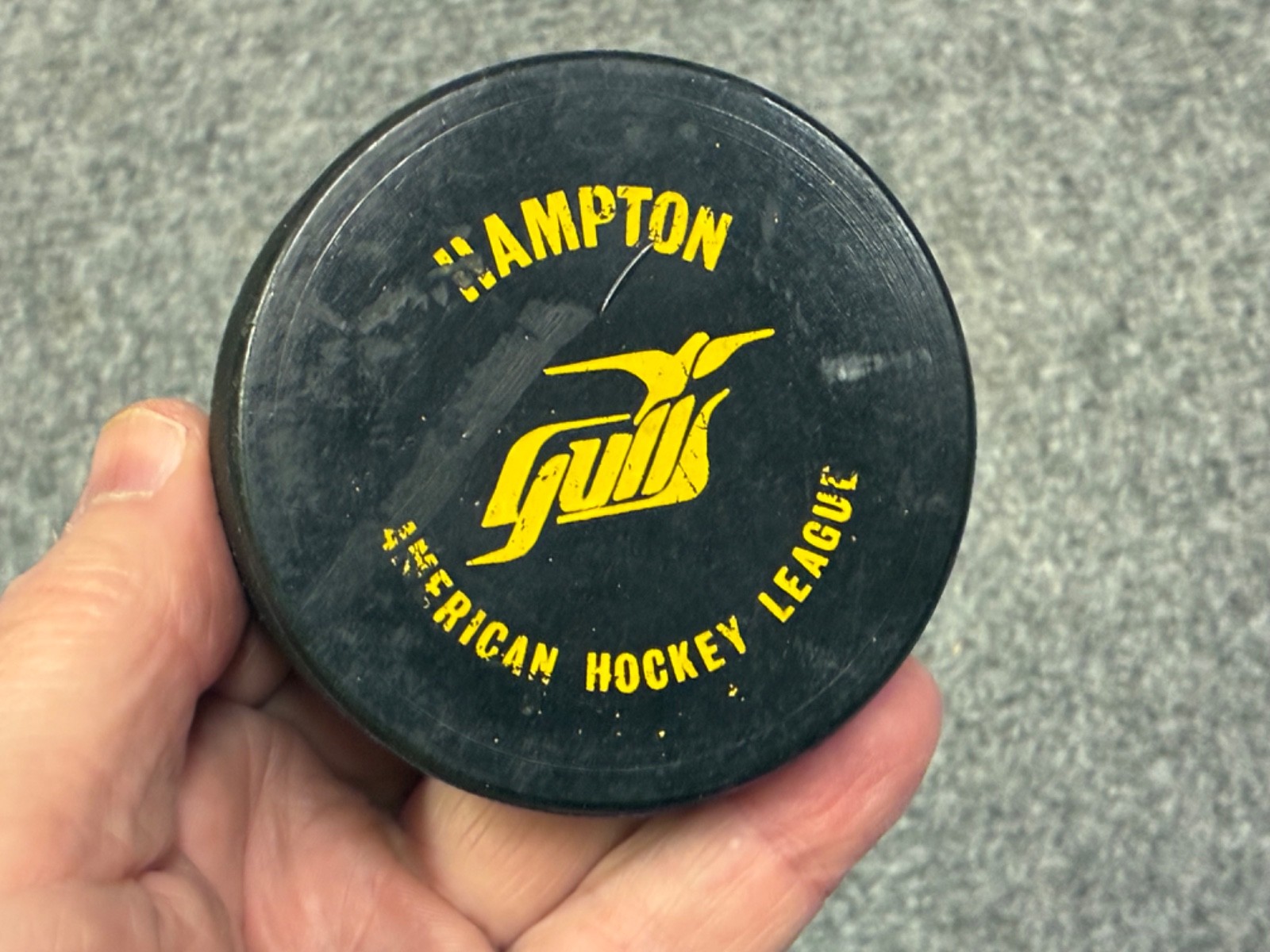 Hampton Gulls Vintage 1977-78 Game Used AHL (American Hockey League) Puck. 