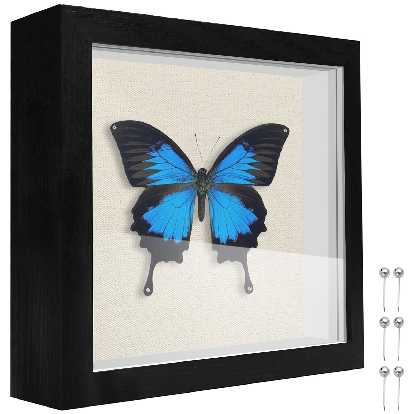 TOUYINGER 5x5 Small Shadow Box Frame with Soft Linen Back (Black, 5x5, Black