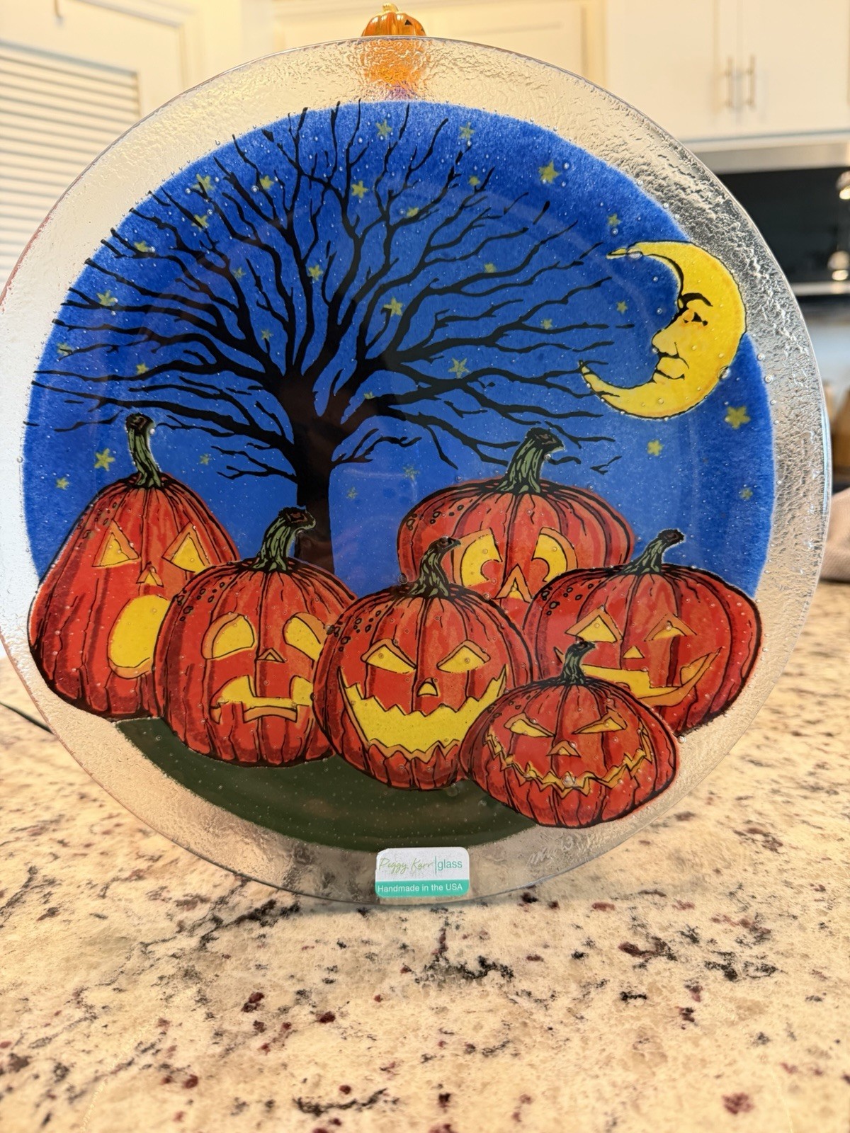 Peggy Karr Signed And Retired Pumpkin Glass Plate
