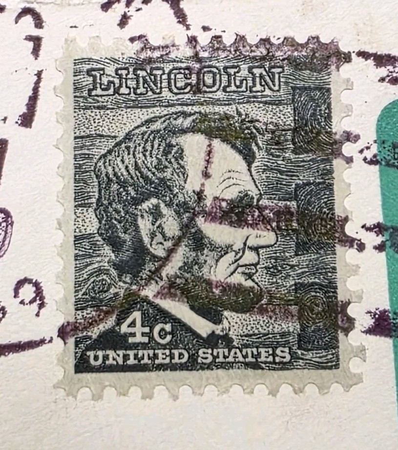 1965 U.S. 4¢ Abraham Lincoln Stamp on Original Airmail Cover Piece Postmarked...