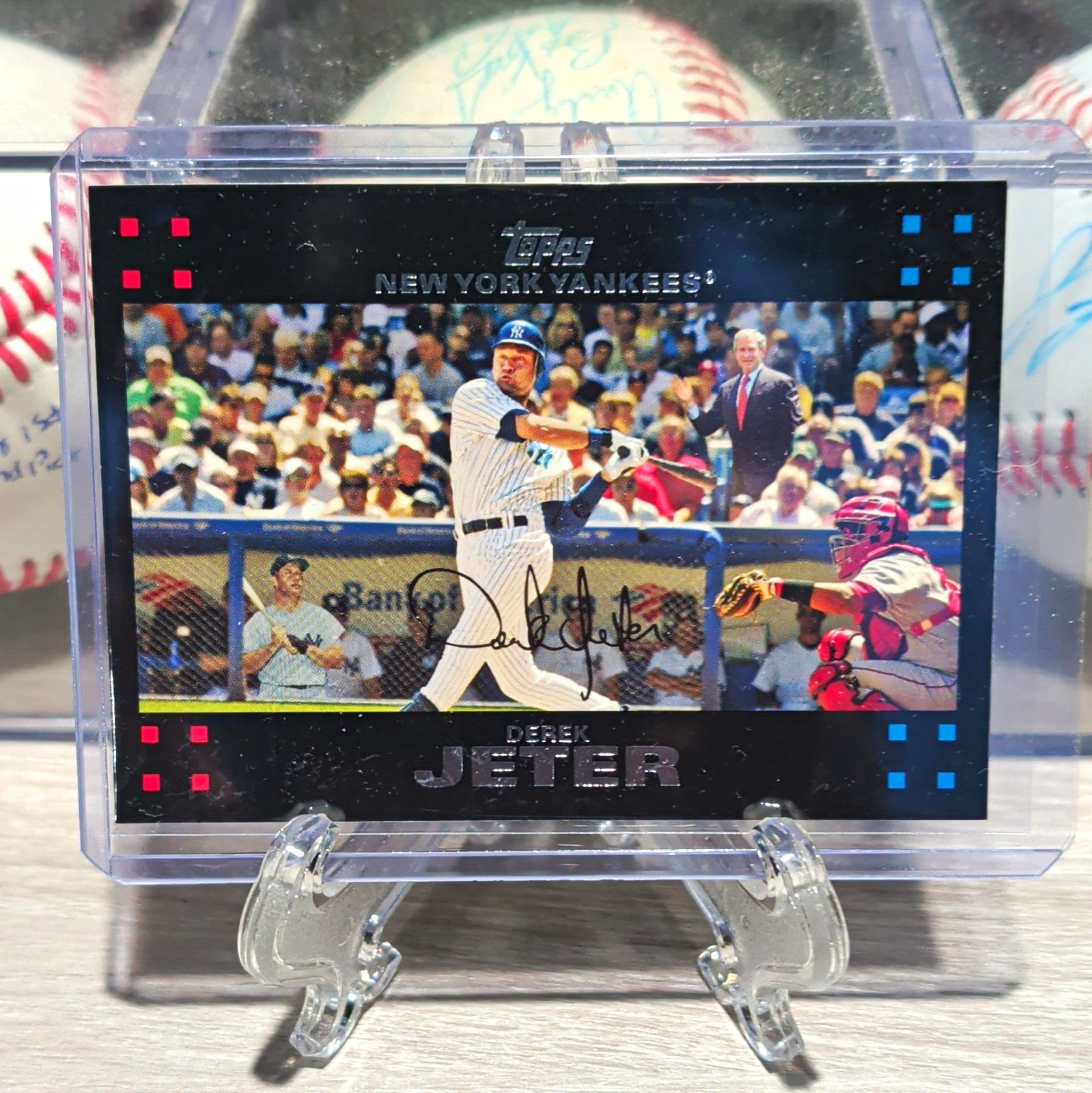Topps 2007 Topps Derek Jeter Yankees #40 Base Mickey Mantle & Bush BG Topps 2007 Topps Derek Jeter Yankees #40 Base Mickey Mantle & Bush BG