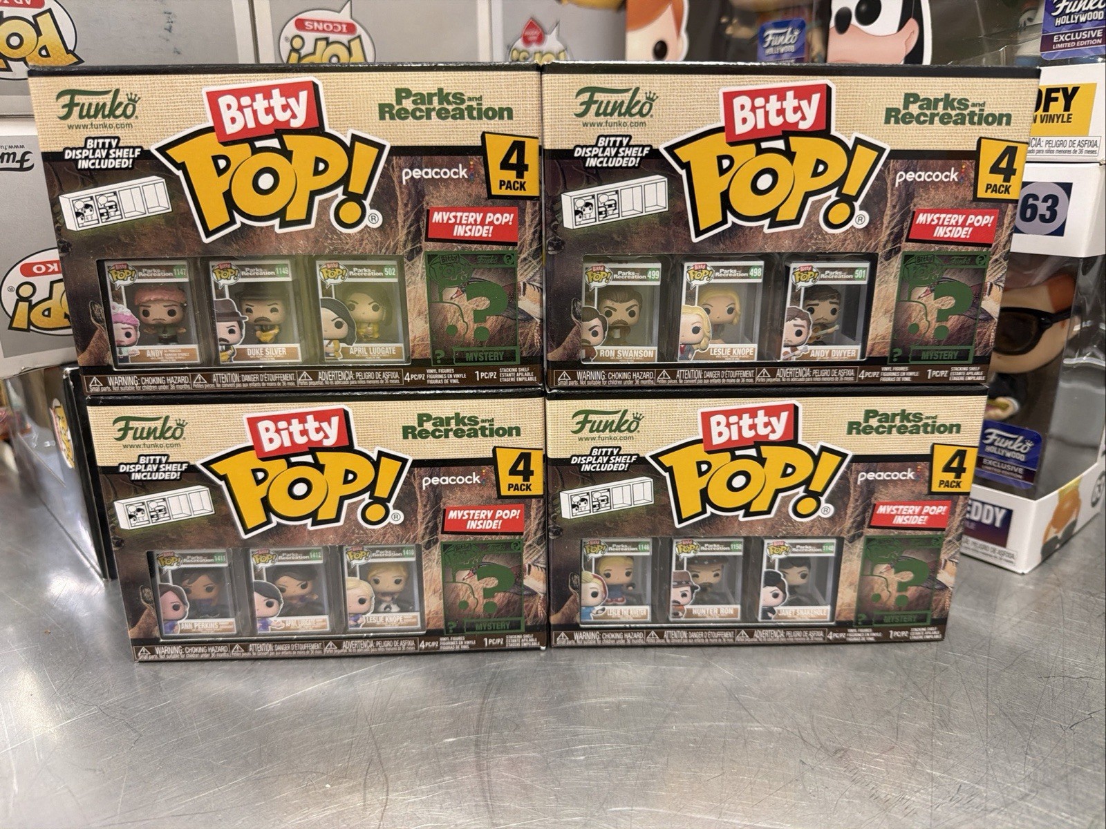 Funko  Bitty Pop Parks And Recreation complete set of 4 boxes New and Unopened