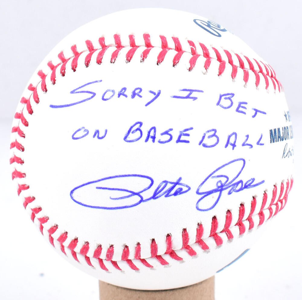 Pete Rose Autographed Rawlings OML Baseball w/ Sorry I Bet - Beckett W Hologram Pete Rose Autographed Rawlings OML Baseball w/ Sorry I Bet - Beckett W Hologram