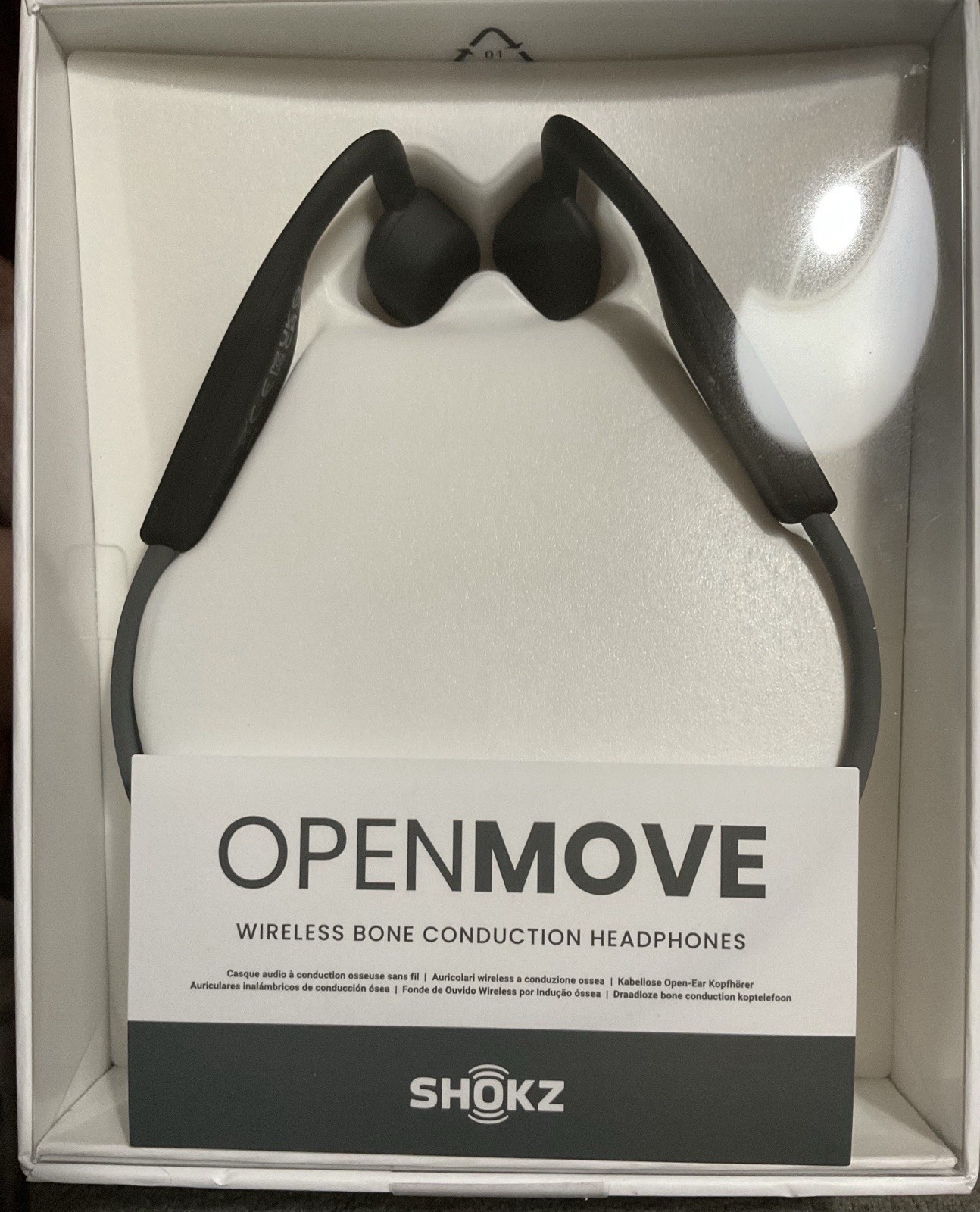 AfterShokz OpenMove Wireless Bone Conduction Open Ear Headphones - Gray NEW AfterShokz OpenMove Wireless Bone Conduction Open Ear Headphones - Gray NEW