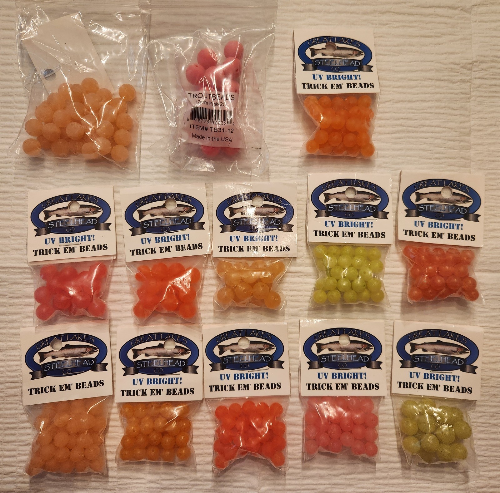 (38) Pkgs Steelie Beads, Troutbeads, & Great Lake Beads