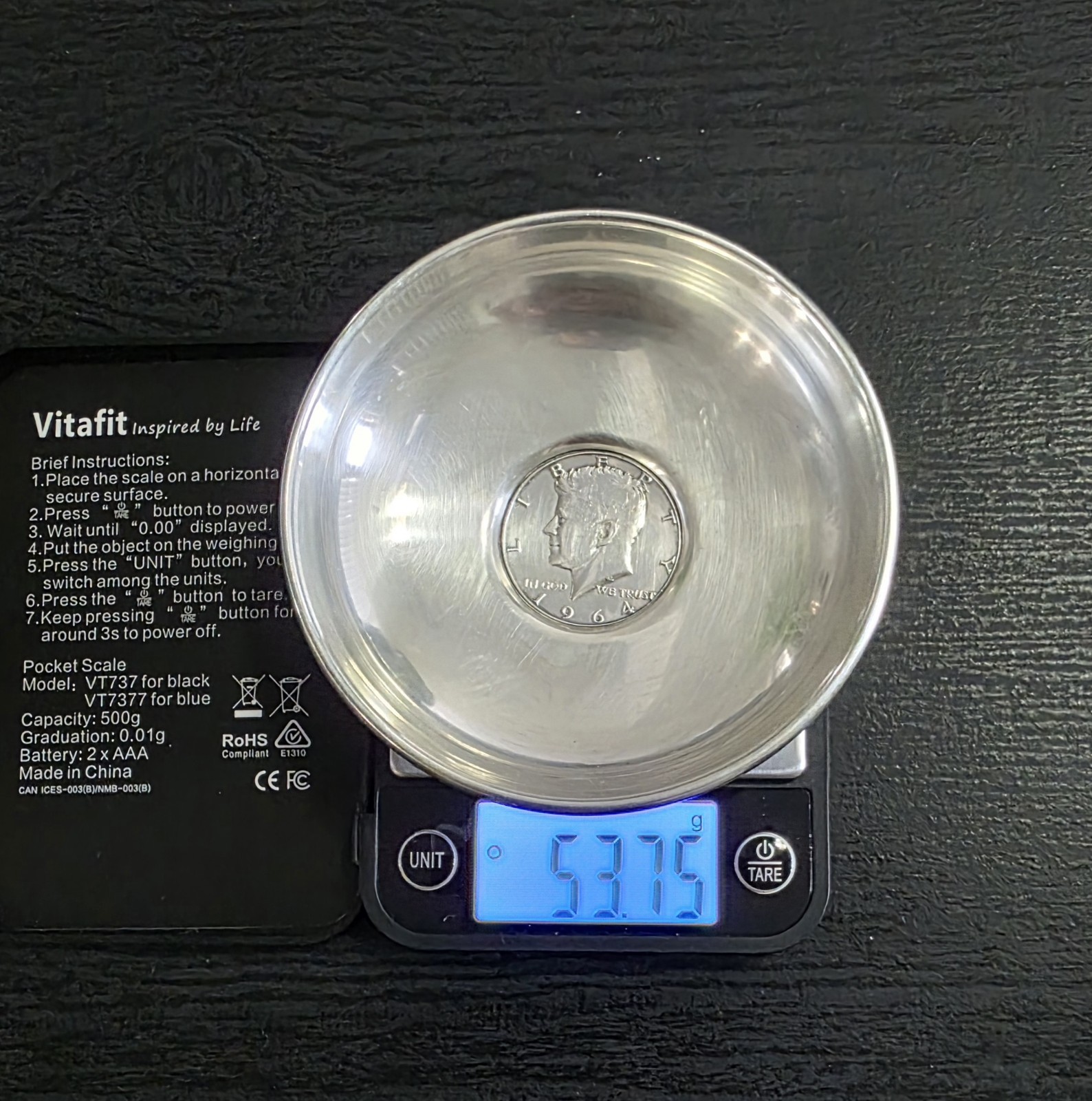 Sterling Silver Bowl With Kennedy Coin From 1964 Sterling Silver Bowl With Kennedy Coin From 1964