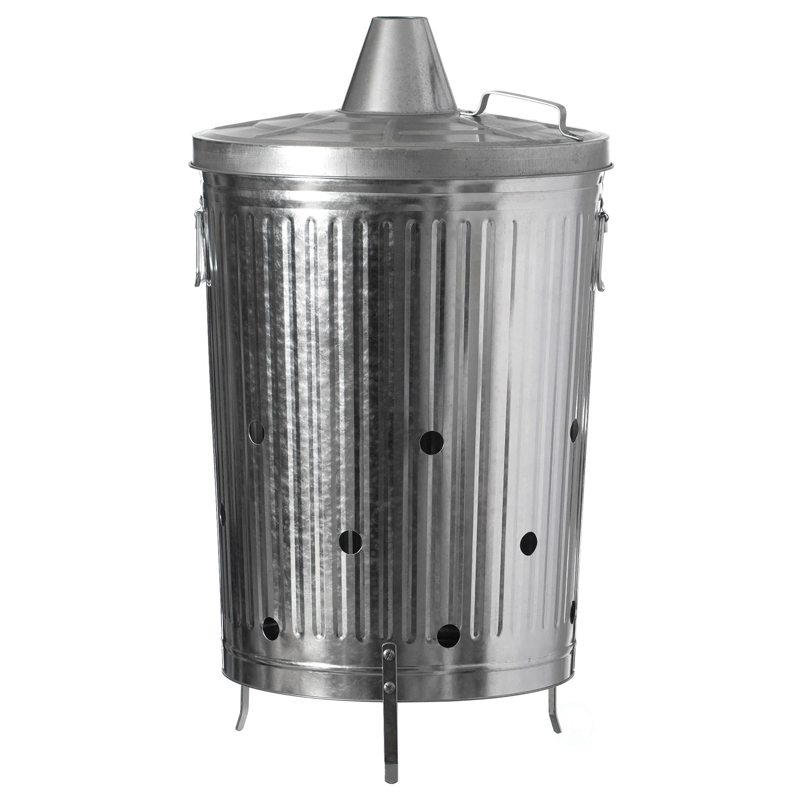 Gardenised 20-Gallon Galvanized Steel Incinerator Can with 20-Gallon, Silver