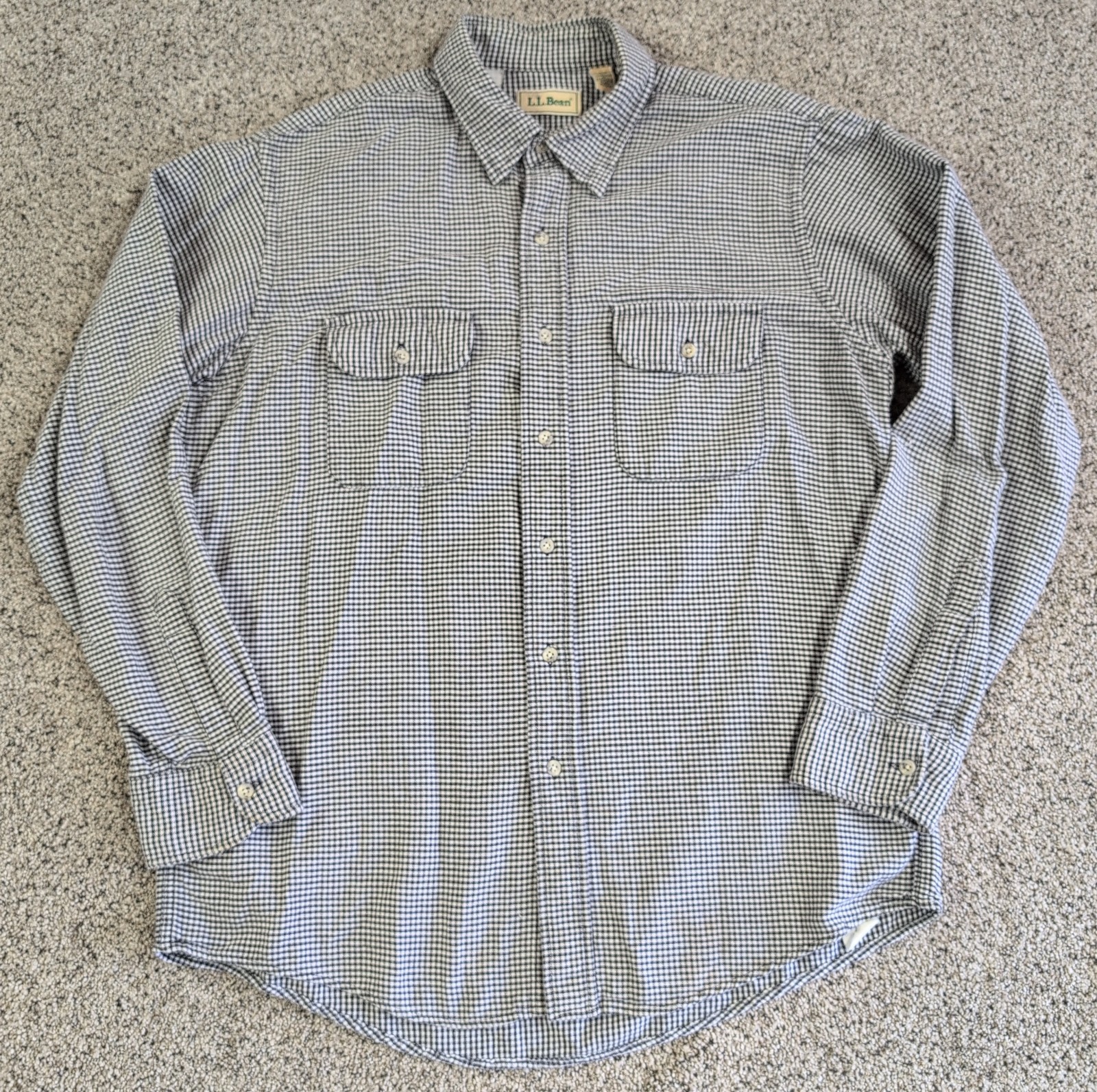 Vintage LL Bean Flannel Shirt Mens Large Black White Button Up 90s Check Light Vintage LL Bean Flannel Shirt Mens Large Black White Button Up 90s Check Light