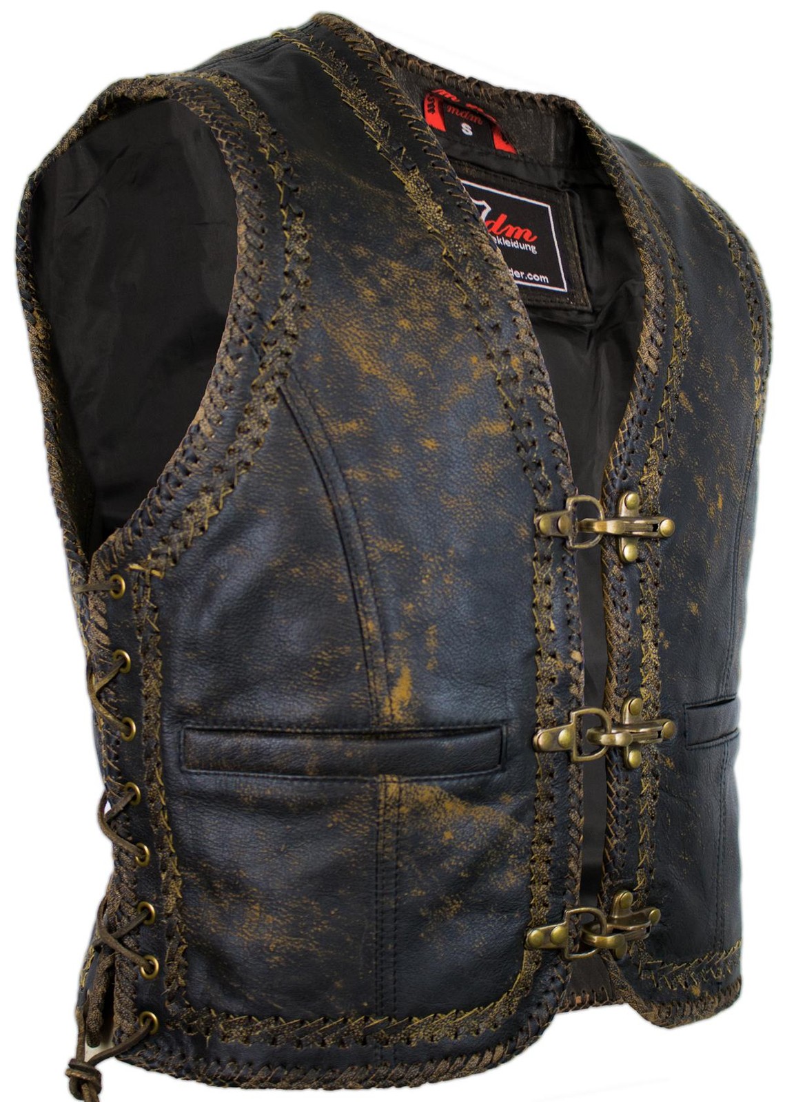 Men's leather vest vintage cowl biker vest motorcycle vest distressed look vest rocker