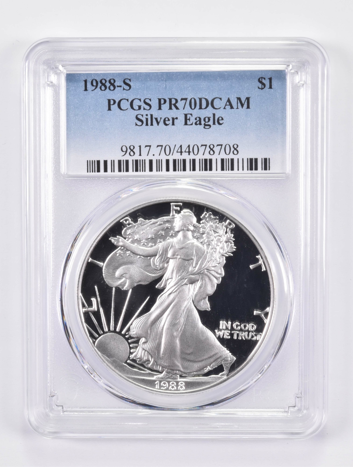 1988-S American Silver Eagle PR70 DCAM PCGS Blue Label 1988-S American Silver Eagle PR70 DCAM PCGS Blue Label