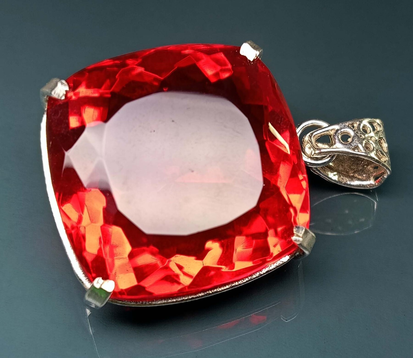 Certified Cushion Cut 97 Ct Red Topaz Pendant Natural Loose Gemstone PD024