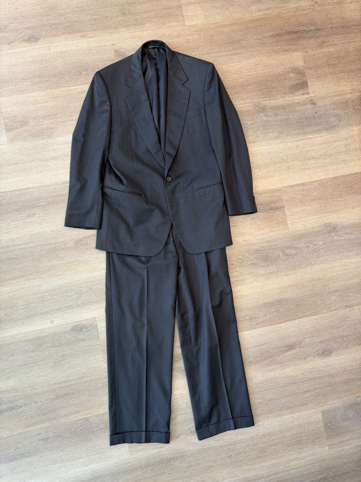 Canali Flannel Suit 38 48 31x28 Pleated Cuffed Richard\'s Greenwich Gray