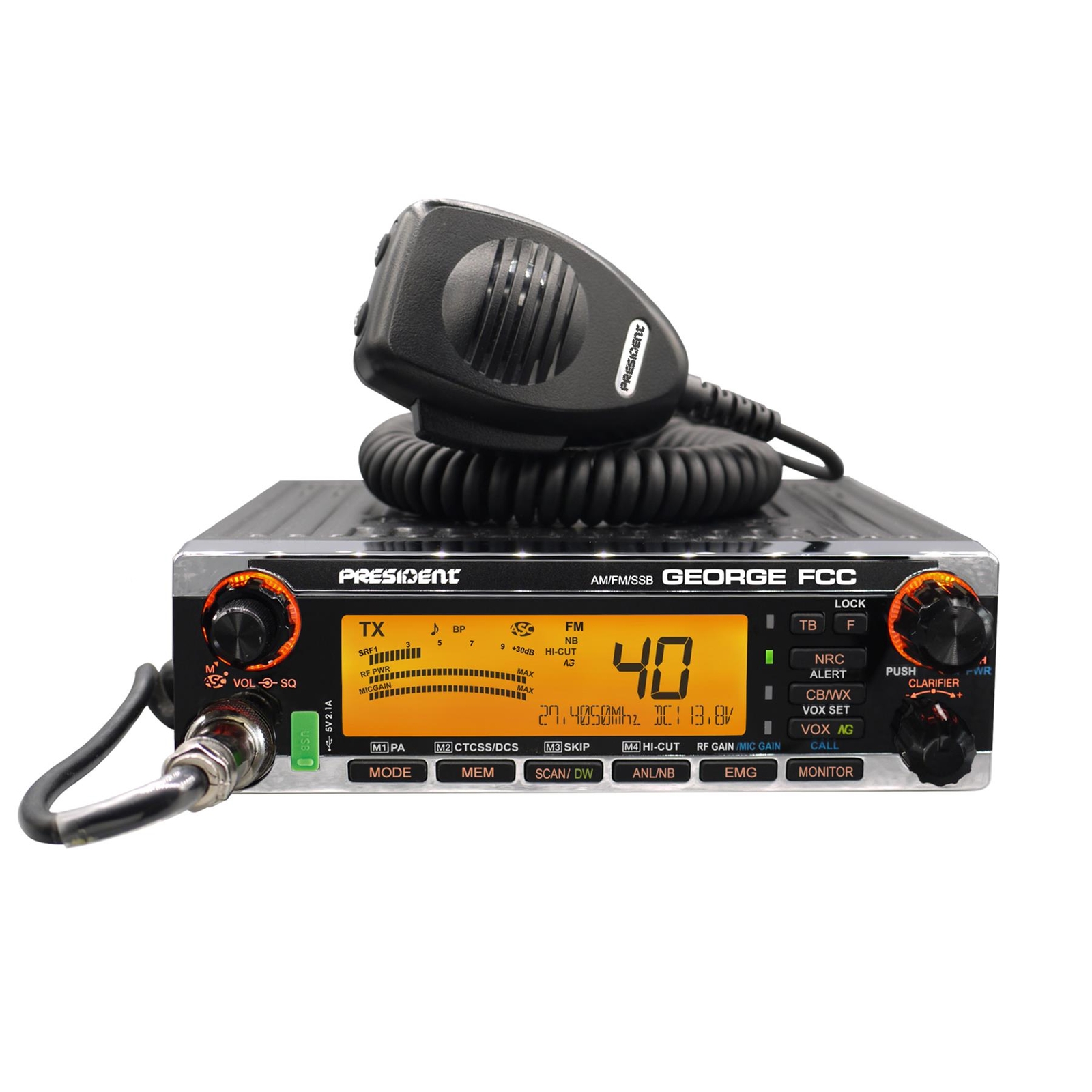 President George CB Radio FCC 40 Channel with AM/FM/SSB Weather and CTCSS/DSC President George CB Radio FCC 40 Channel with AM/FM/SSB Weather and CTCSS/DSC