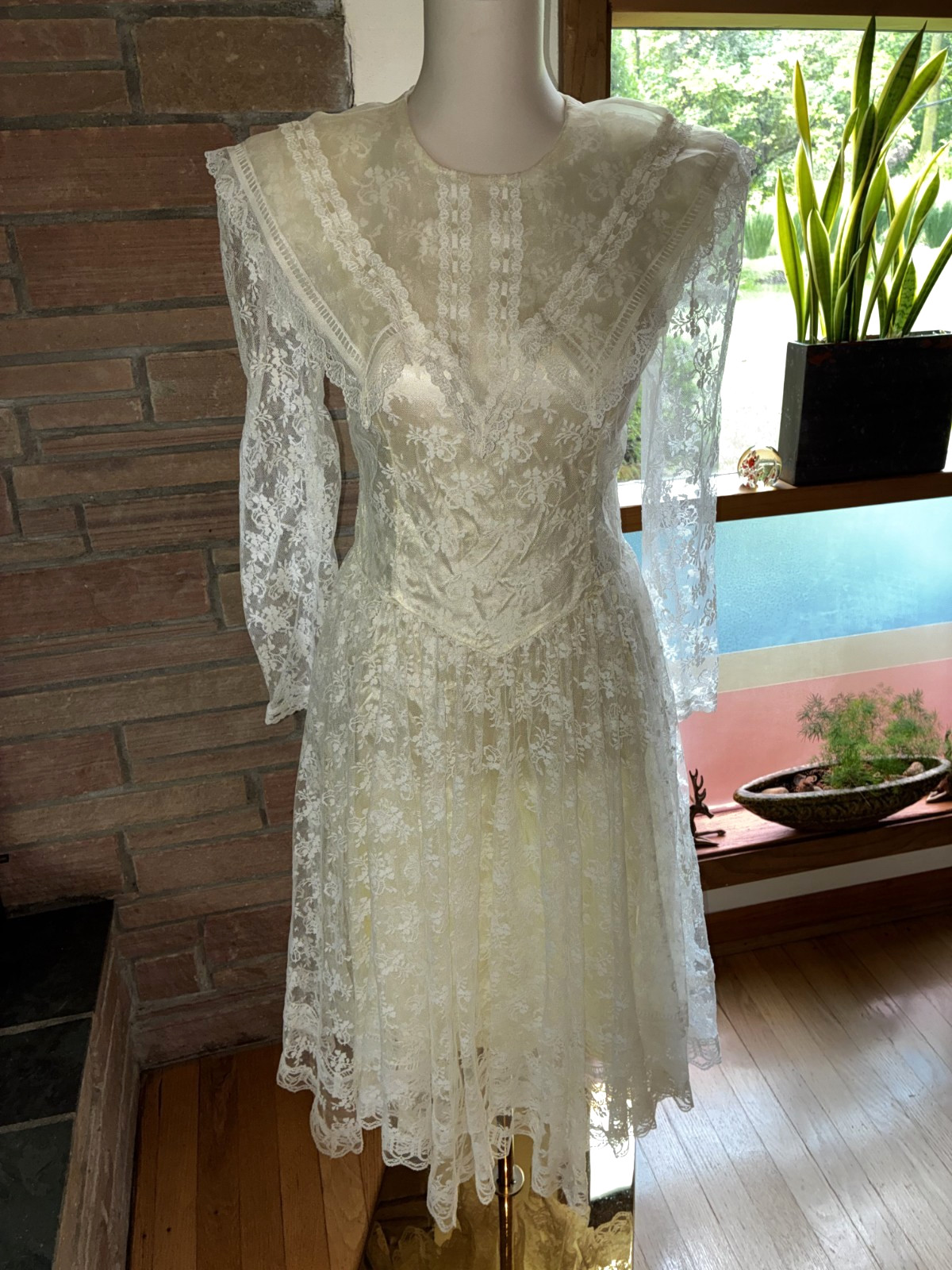 Vintage Gunne Sax Jessica McClintock Prairie Lace Dress Ivory Size 10 USA Vintage Gunne Sax Jessica McClintock Prairie Lace Dress Ivory Size 10 USA