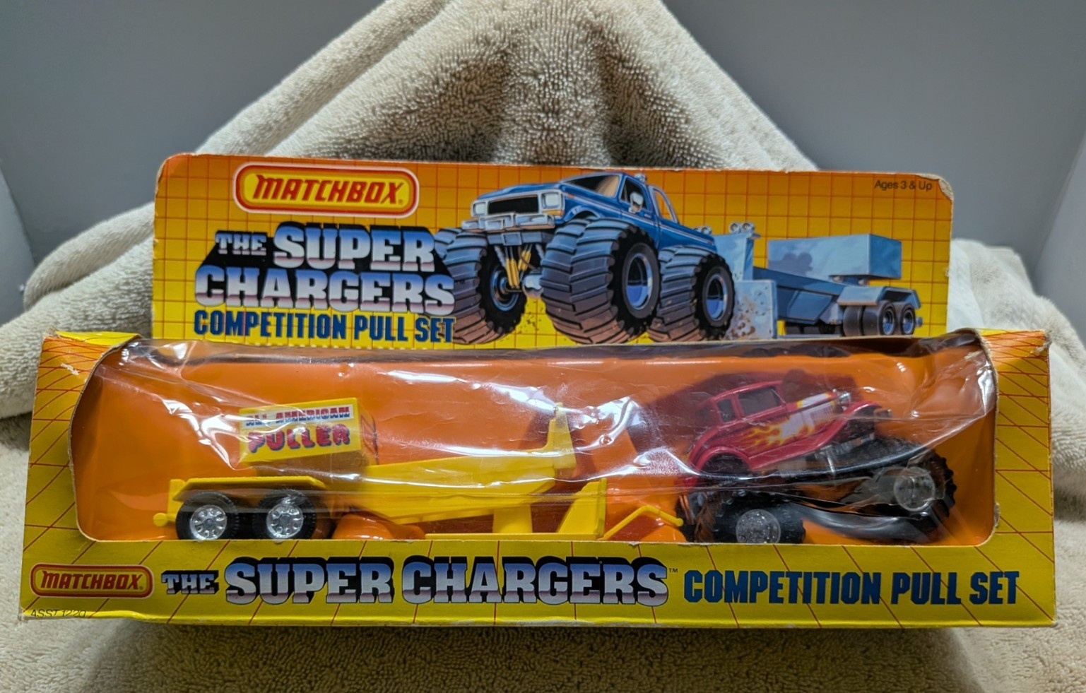1987 Matchbox Super Chargers Ford Roadster DOC CRUSH Monster Truck Pull Set NEW
