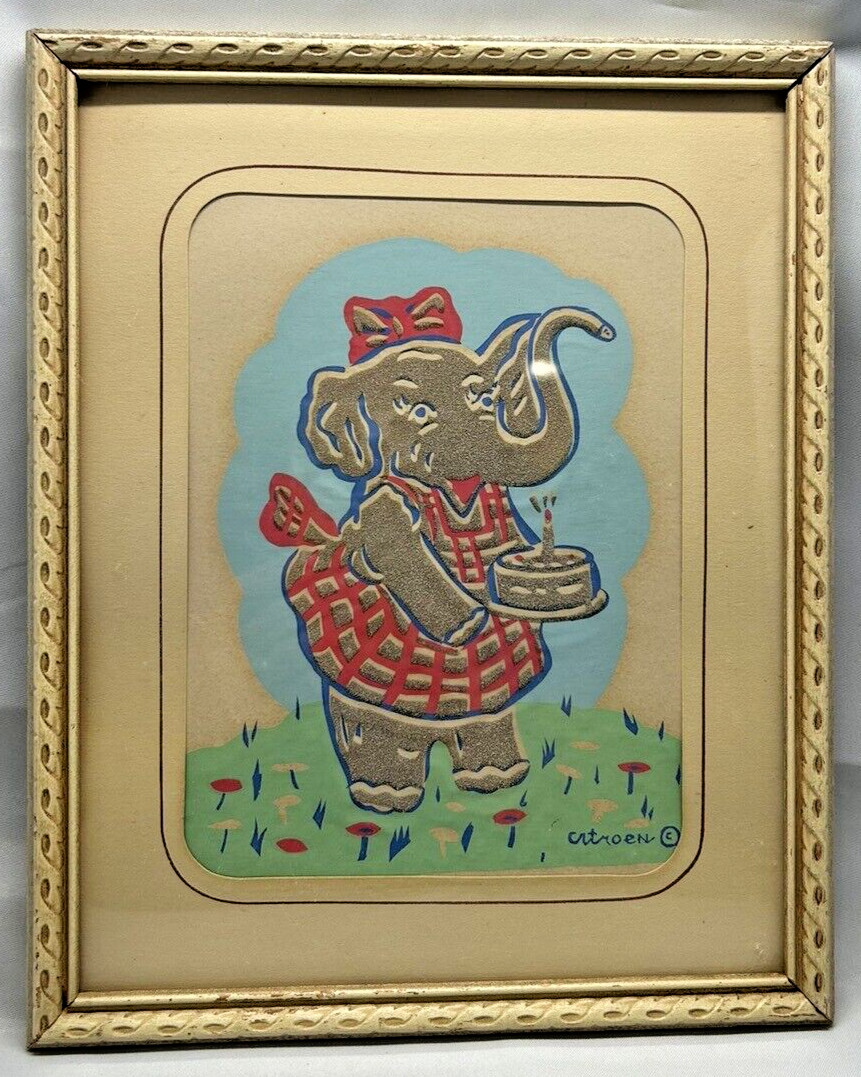 Antique Citroen Baby Nursery Print Elephant 1940s Citroen Art Gallery NYC 9.5x11
