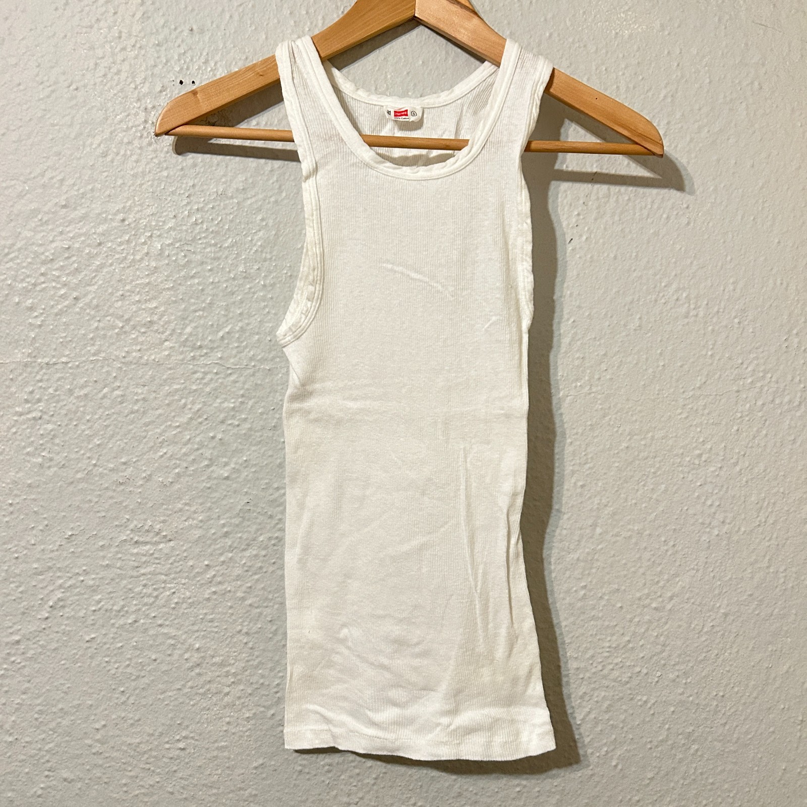 Vtg 50s 60s Hanes Mens 34 36 Tank Top Blank White Undershirt A Rockabilly A