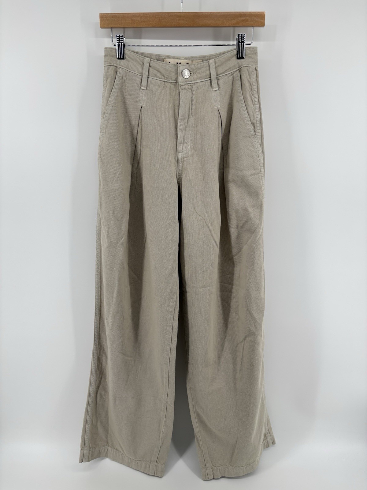 NWT Amo Mary Slouch Trouser Sz 25 Wide Straight High Rise Pleated Preppy $278