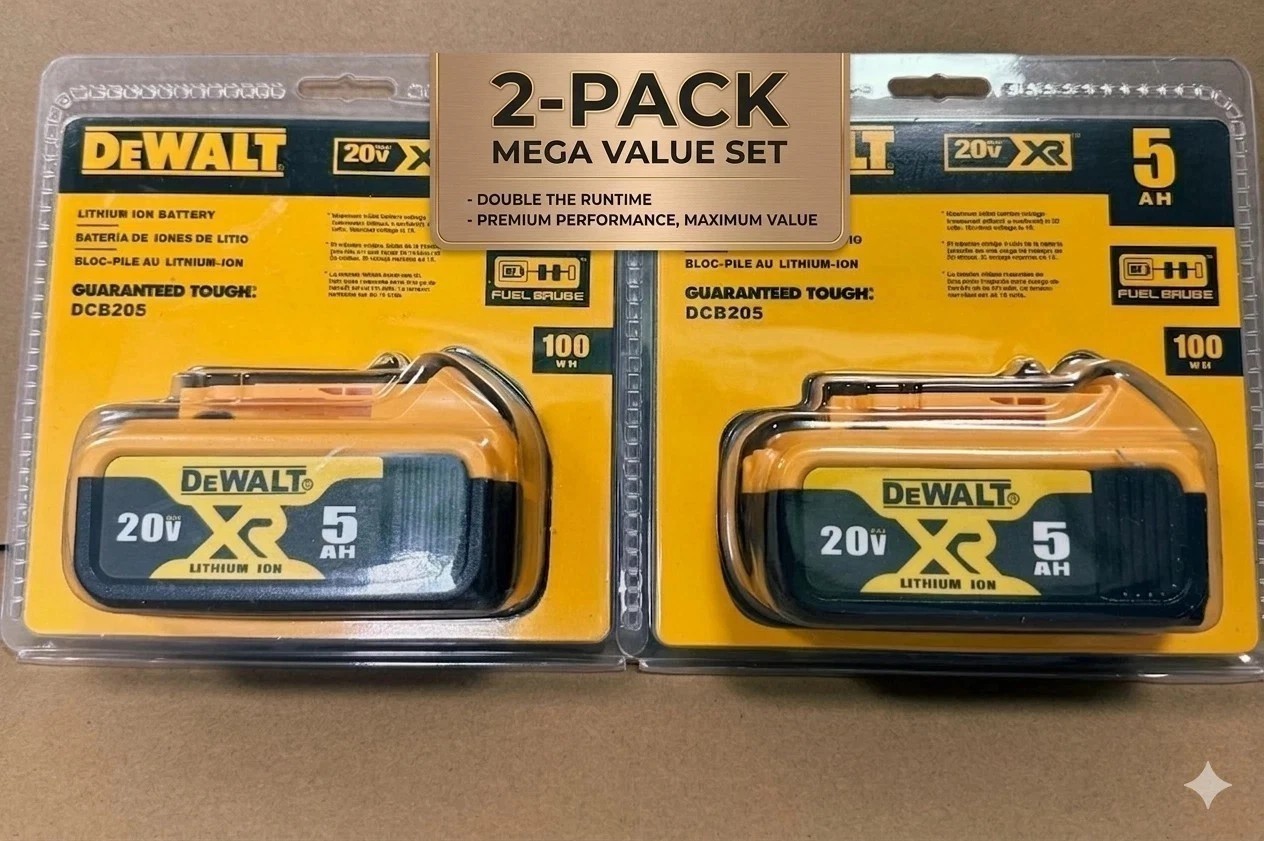 2 Pack DCB205 20V Max XR 5.0Ah Lithium-Ion Battery New In Pack Batteries