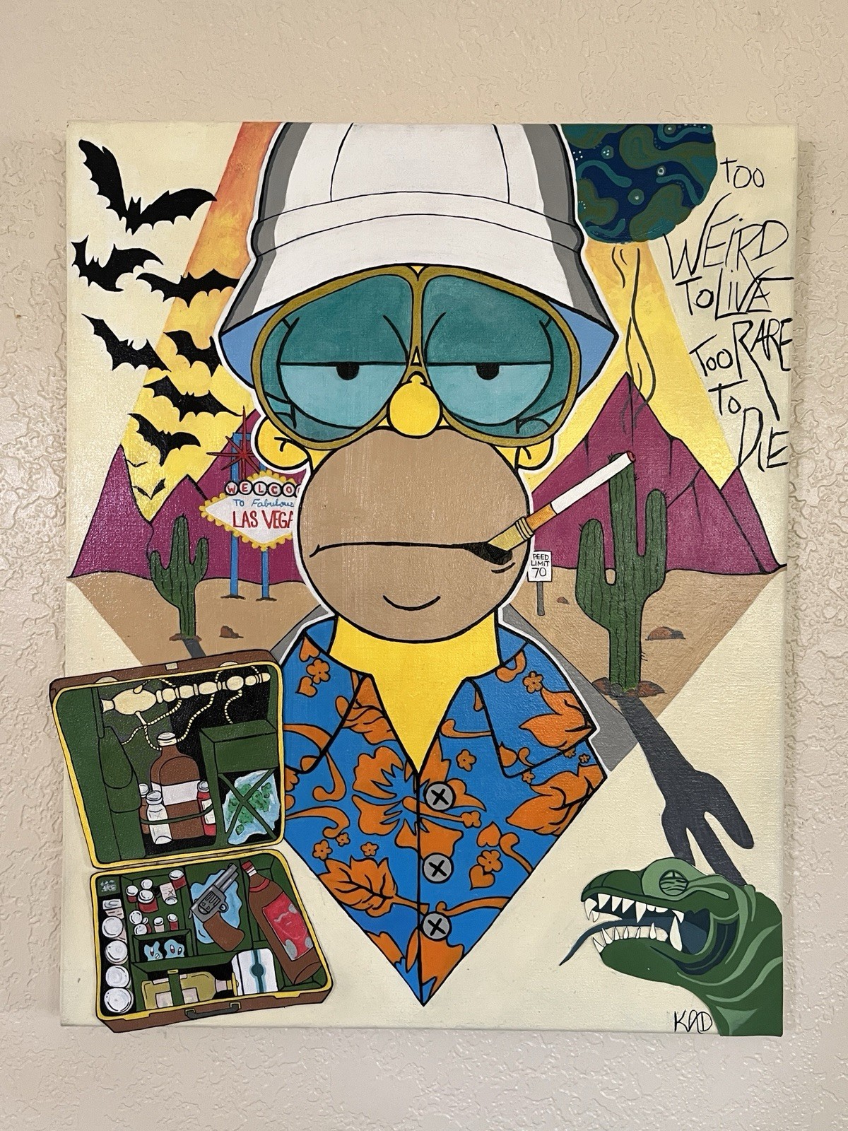 Fear and loathing in Las Vegas Pop Art Cartoon Simpsons handmade original Fear and loathing in Las Vegas Pop Art Cartoon Simpsons handmade original
