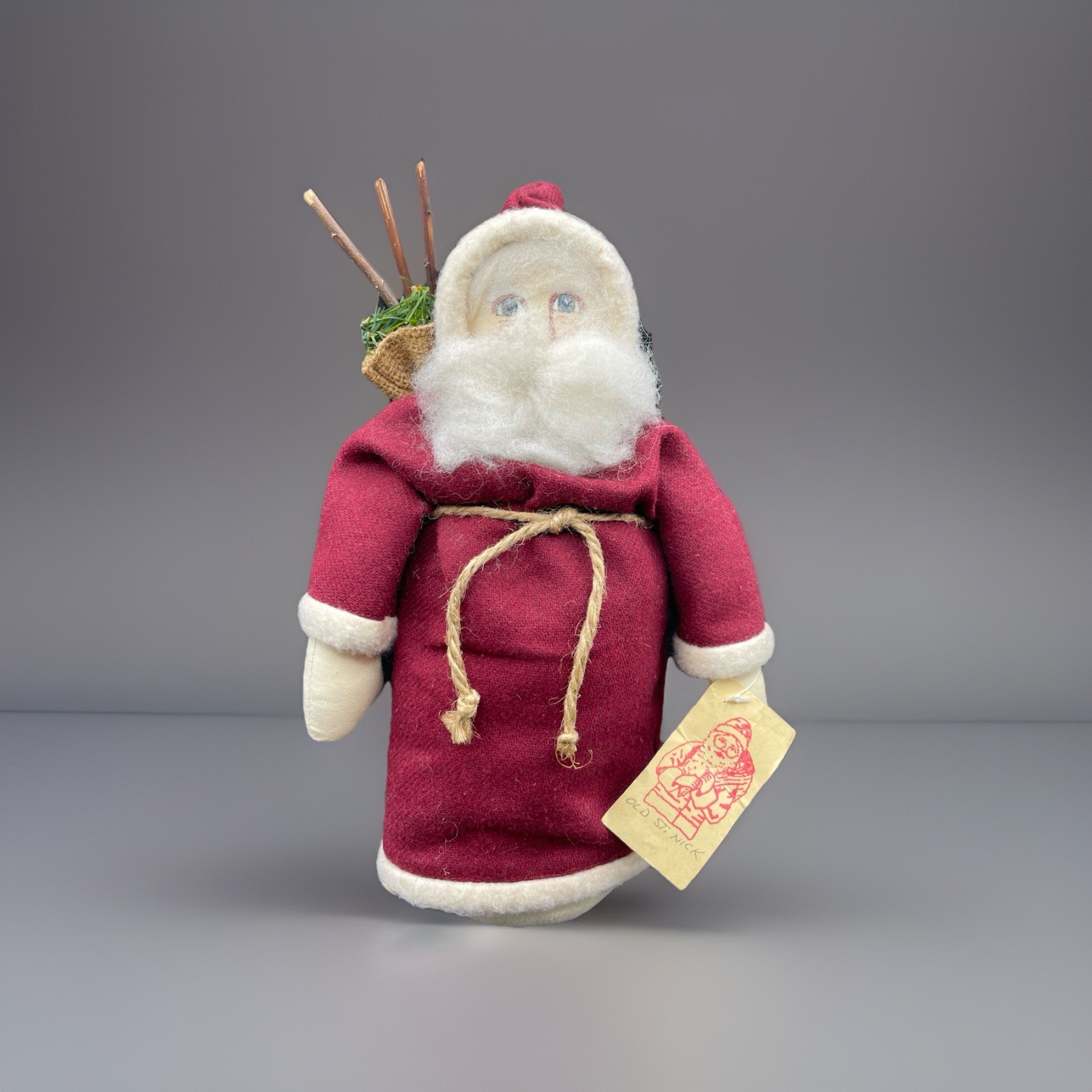 Vintage Folk Art Santa Claus Old ST Nick Christmas Doll Weighted K Louis Red